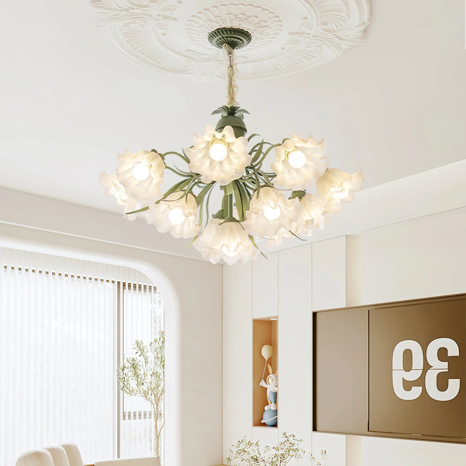Lustra Chandelier Flower with Petals and Leaves - Image 4