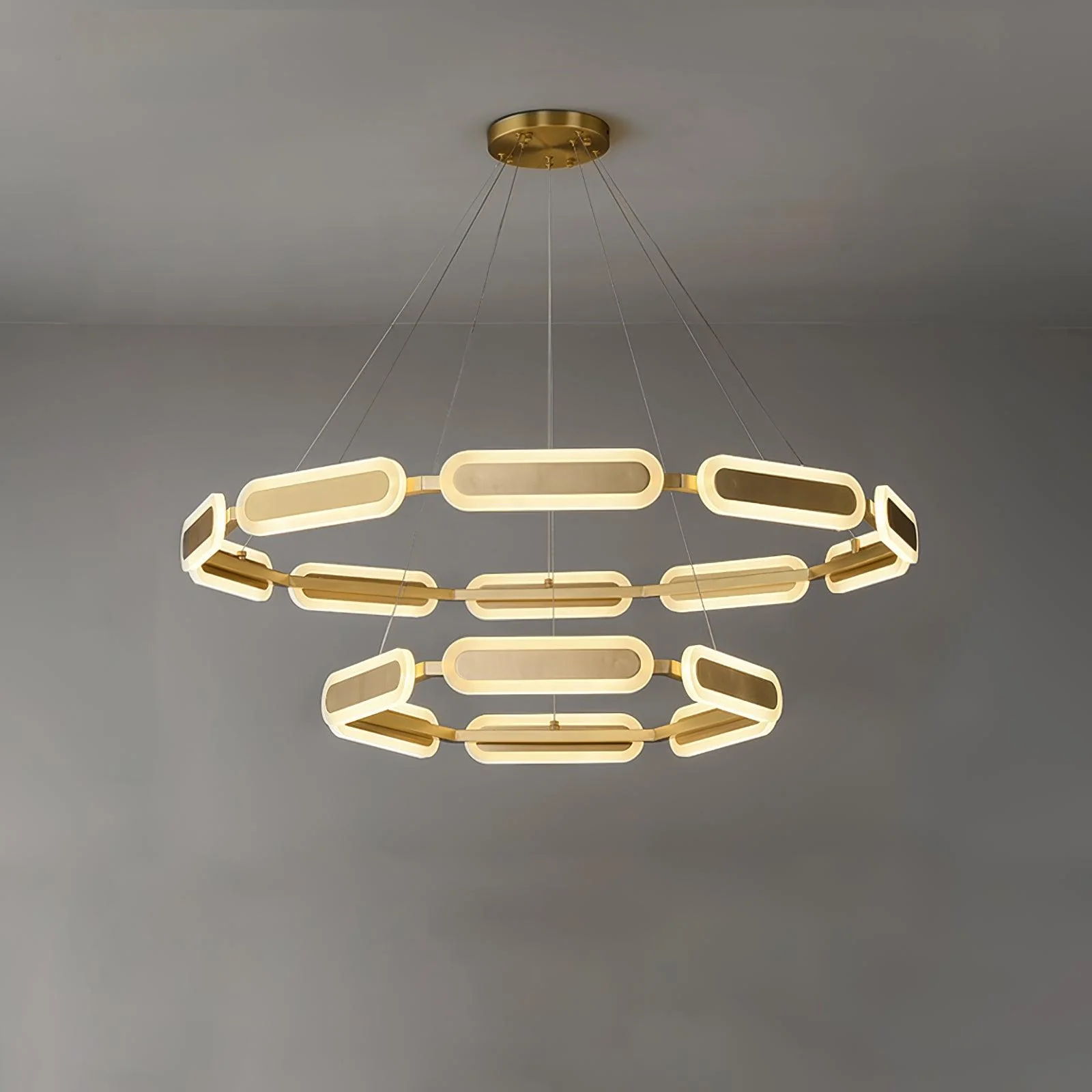 Lustra Chandelier Geometric Brass Ring - Image 2