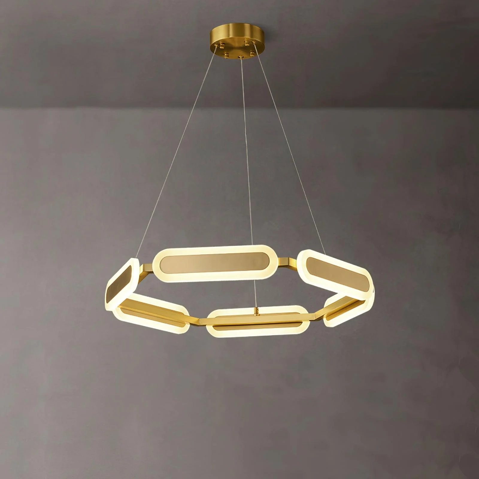 Lustra Chandelier Geometric Brass Ring - Image 20