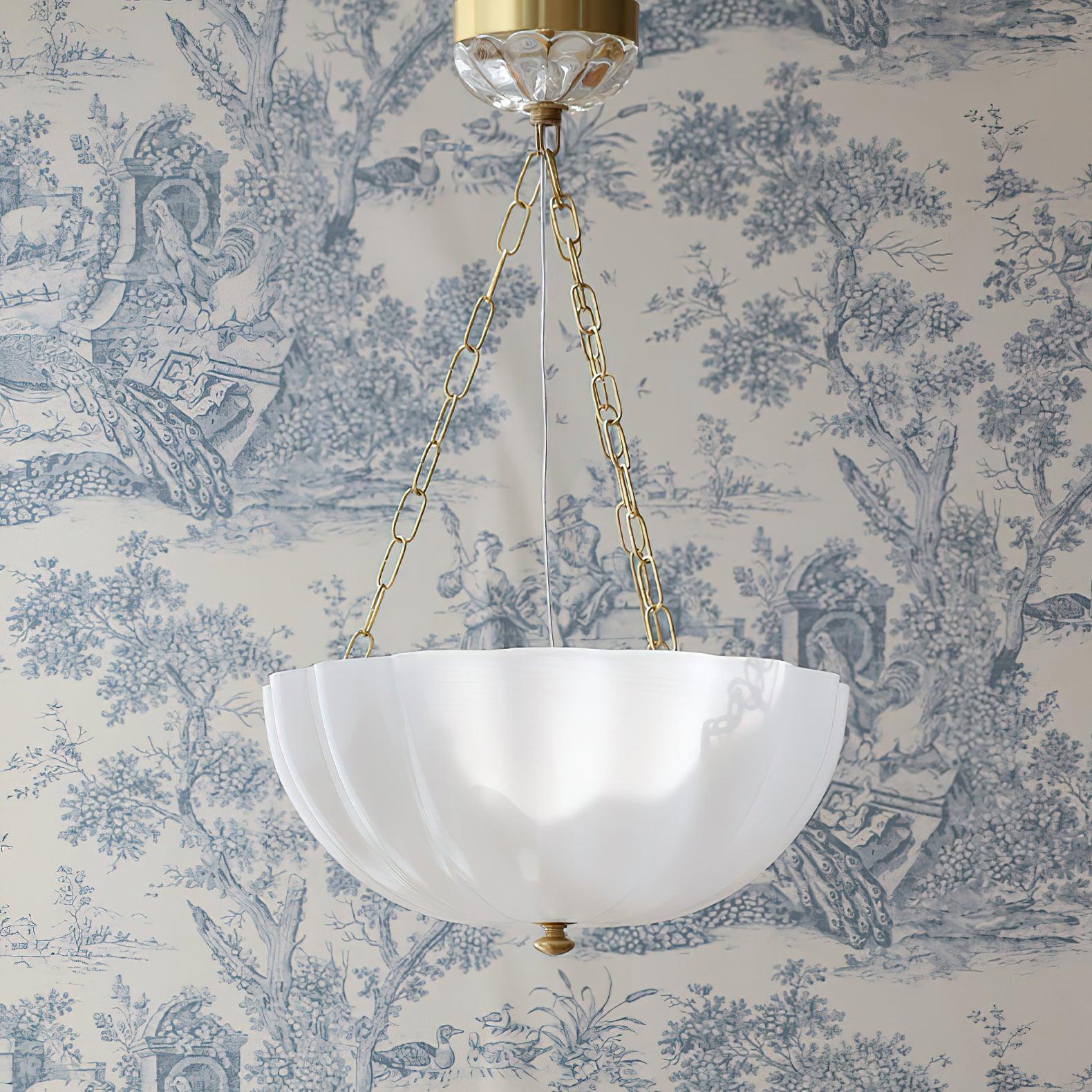 Lustra Chandelier Glass Bowl Brass Chain - Image 32