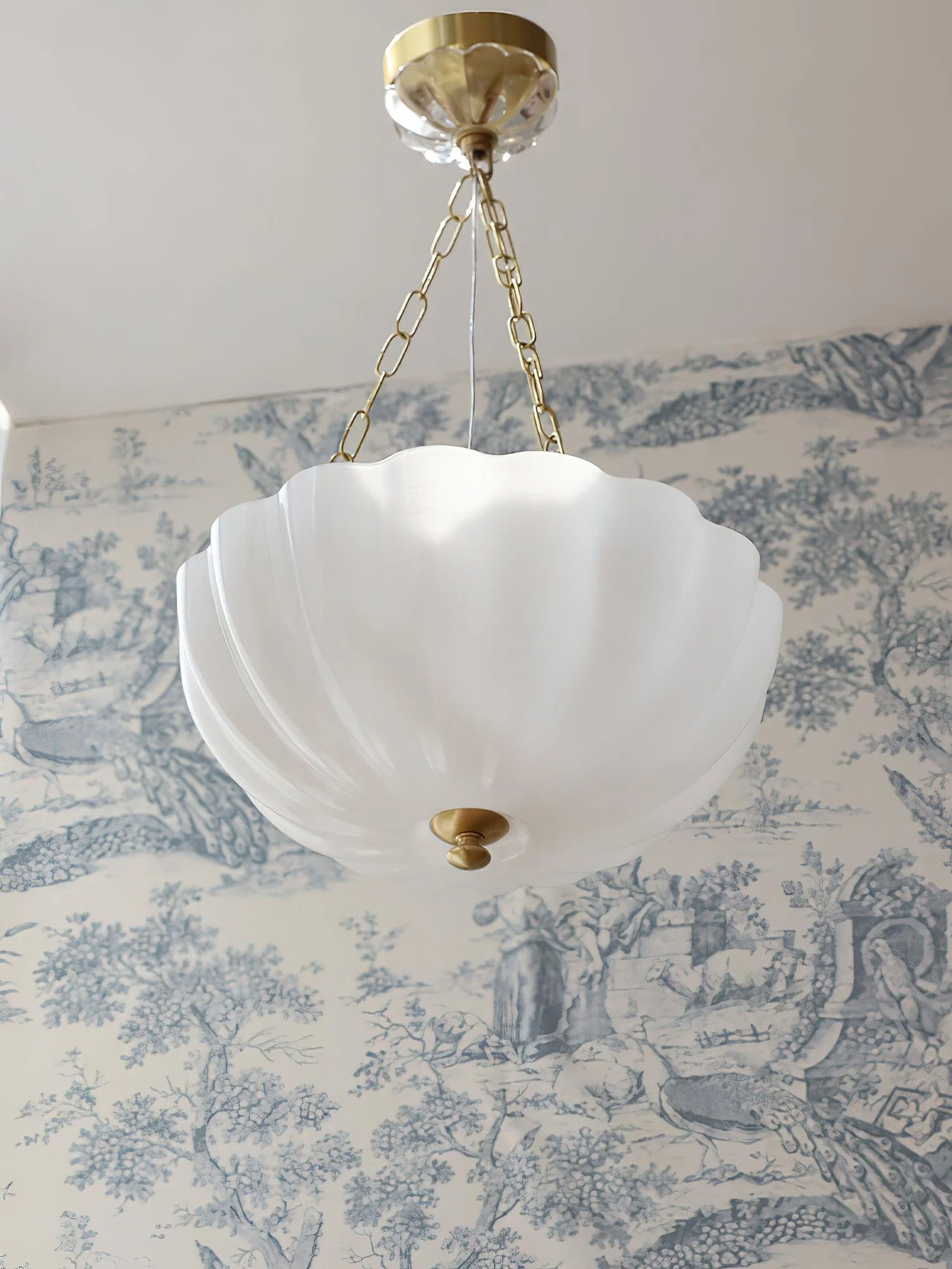 Lustra Chandelier Glass Bowl Brass Chain - Image 33