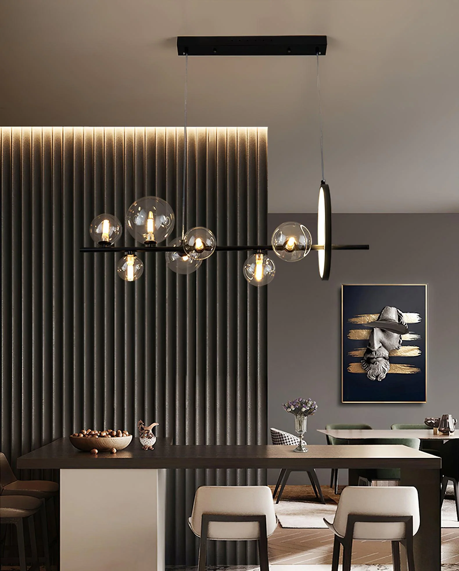 Lustra Chandelier Glass Bubble Nordic Black LED - Image 10