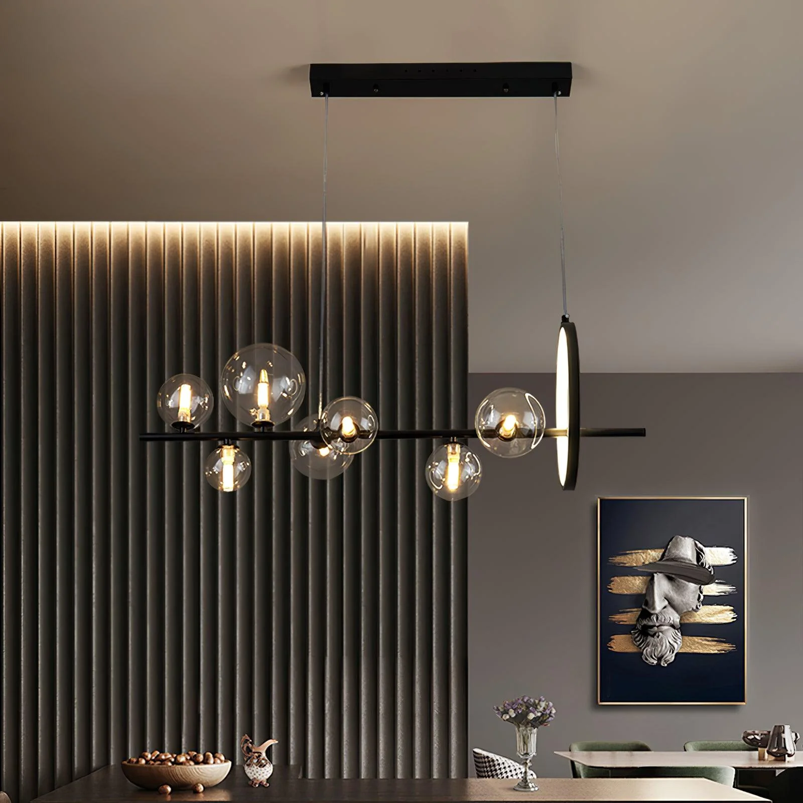 Lustra Chandelier Glass Bubble Nordic Black LED - Image 12