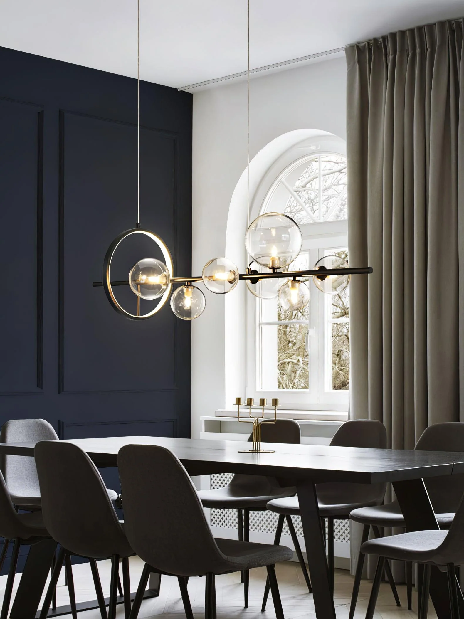 Lustra Chandelier Glass Bubble Nordic Black LED - Image 14