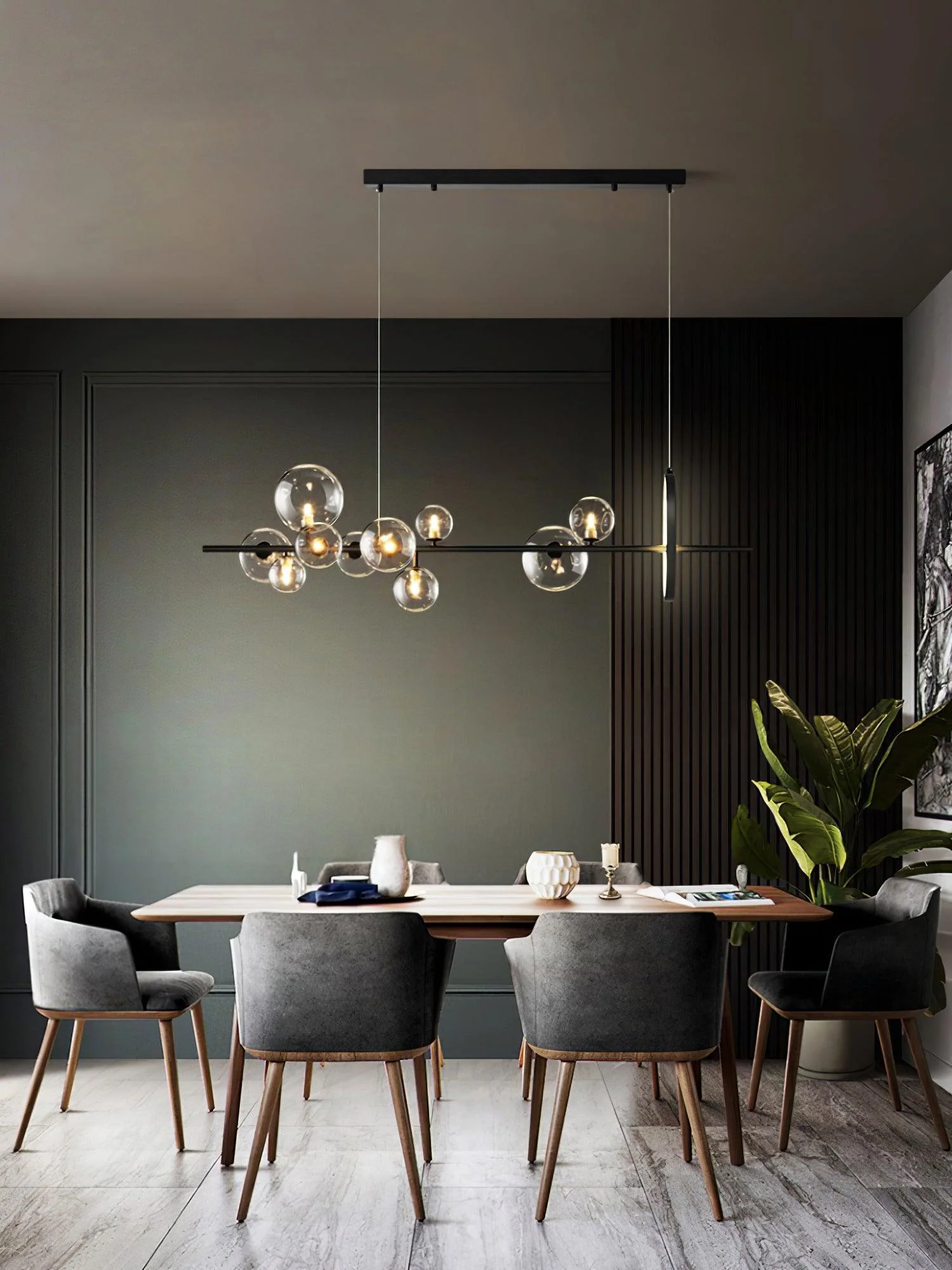 Lustra Chandelier Glass Bubble Nordic Black LED - Image 15