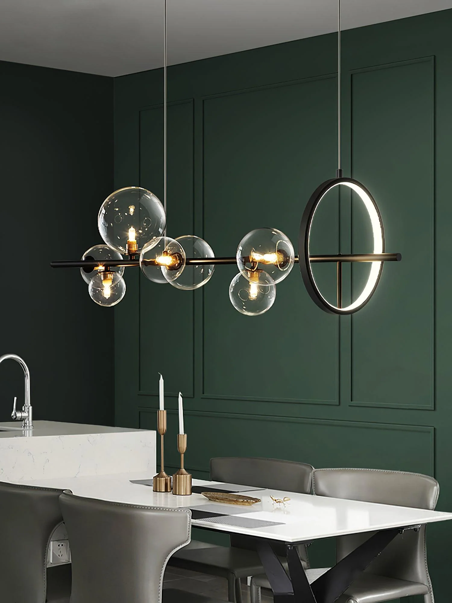 Lustra Chandelier Glass Bubble Nordic Black LED - Image 17