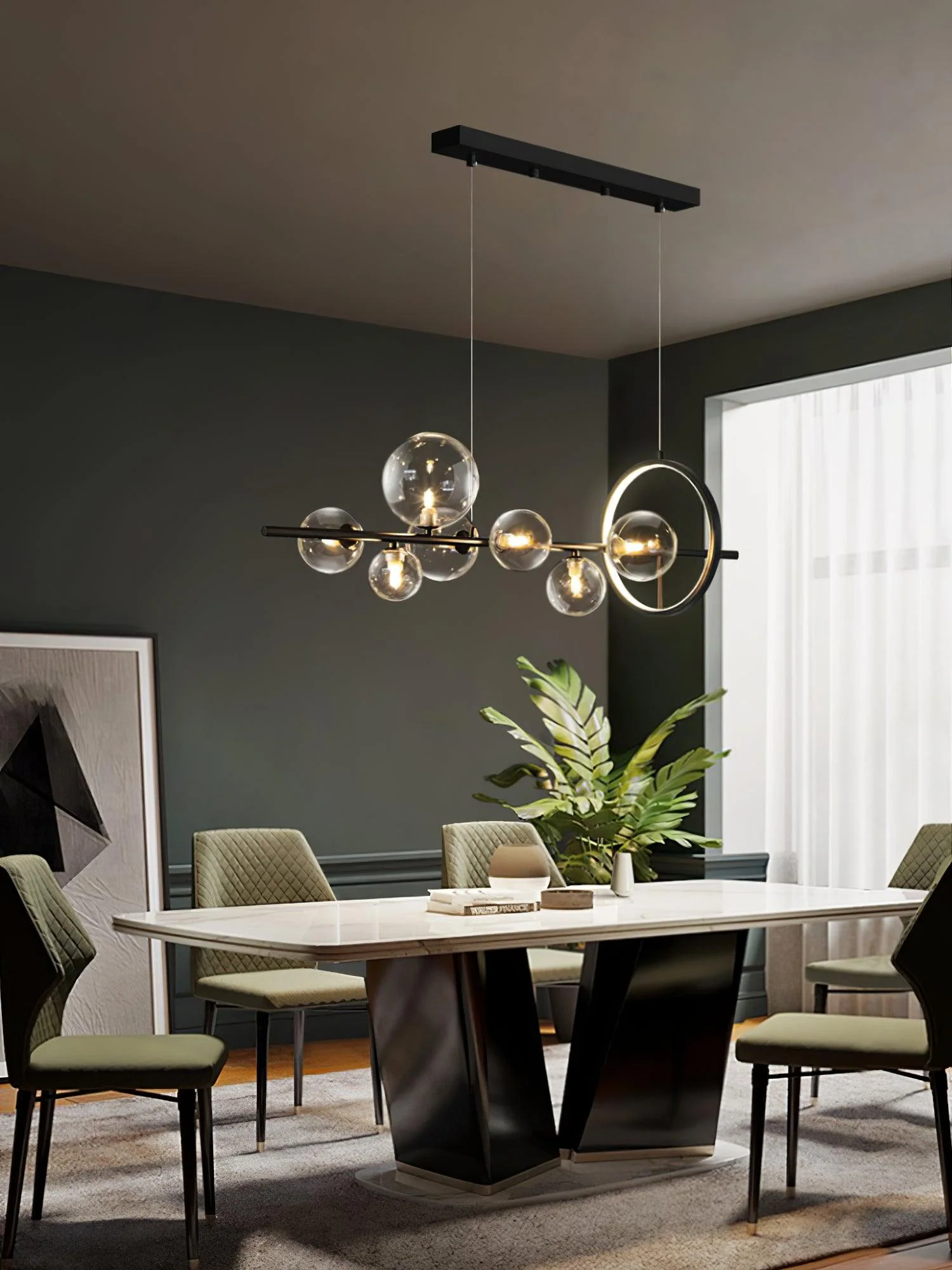 Lustra Chandelier Glass Bubble Nordic Black LED - Image 18