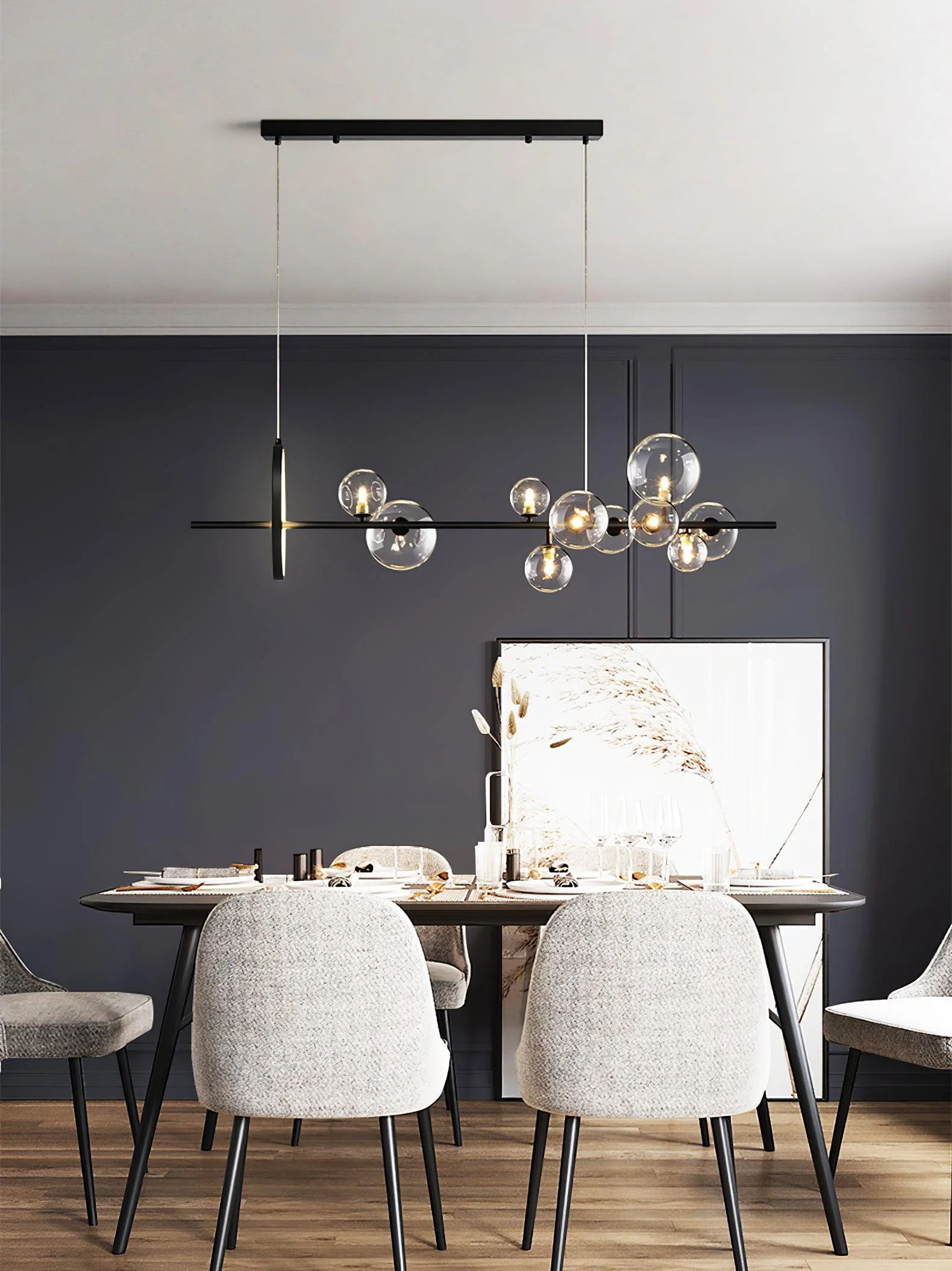 Lustra Chandelier Glass Bubble Nordic Black LED - Image 19