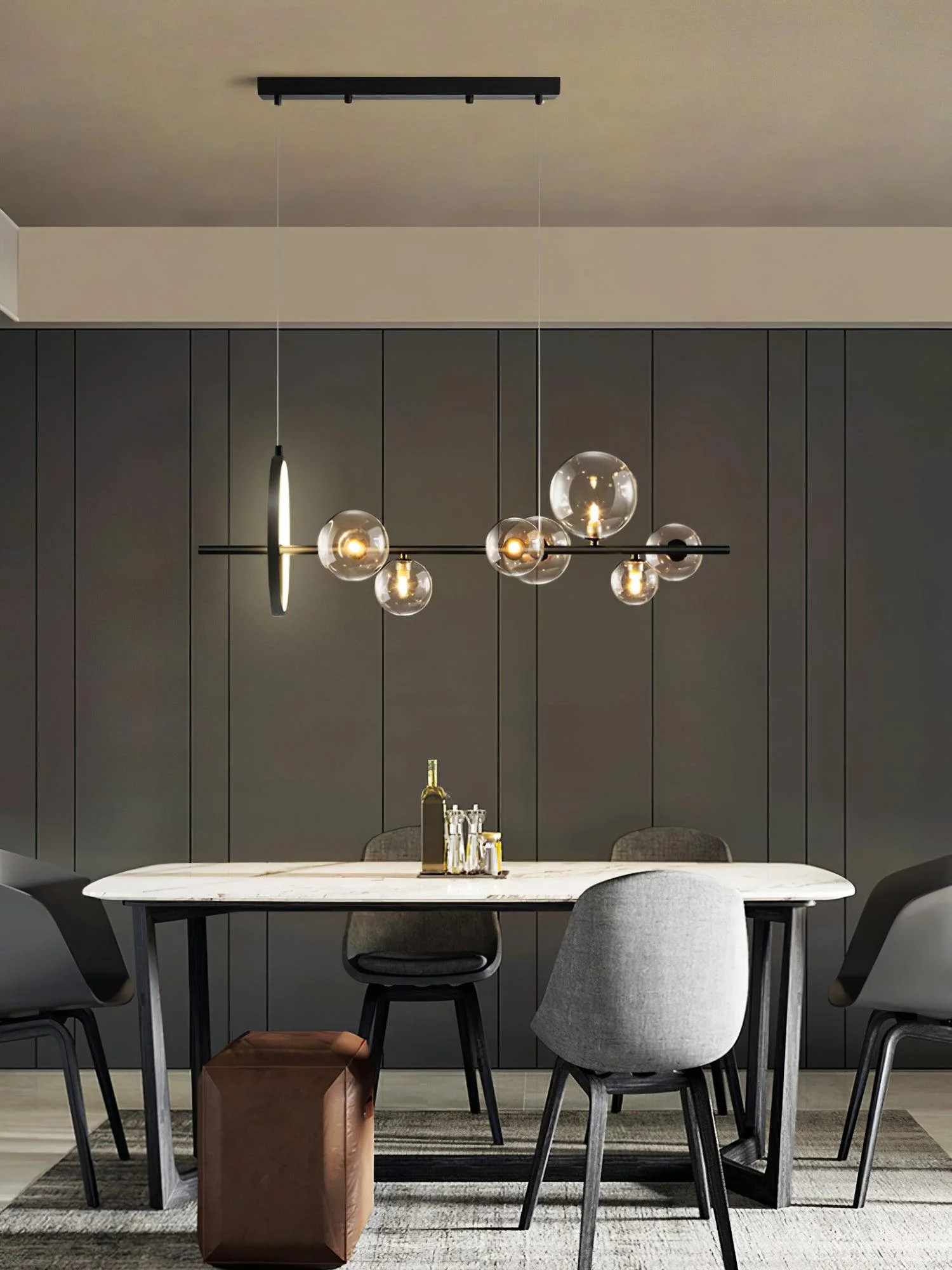 Lustra Chandelier Glass Bubble Nordic Black LED - Image 20
