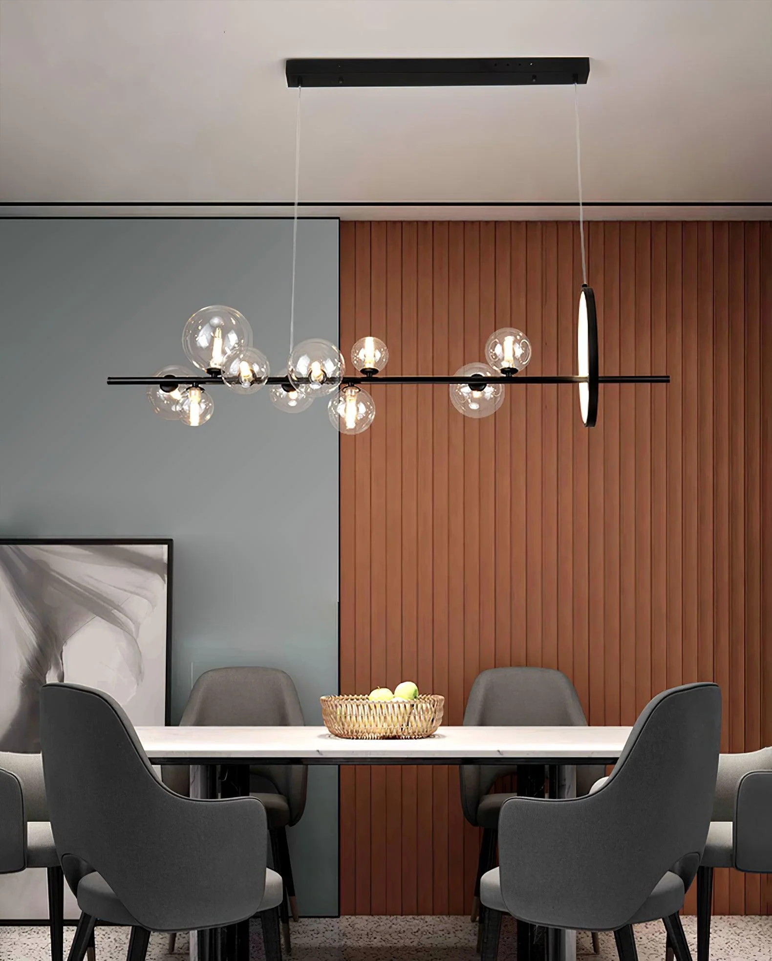 Lustra Chandelier Glass Bubble Nordic Black LED - Image 21