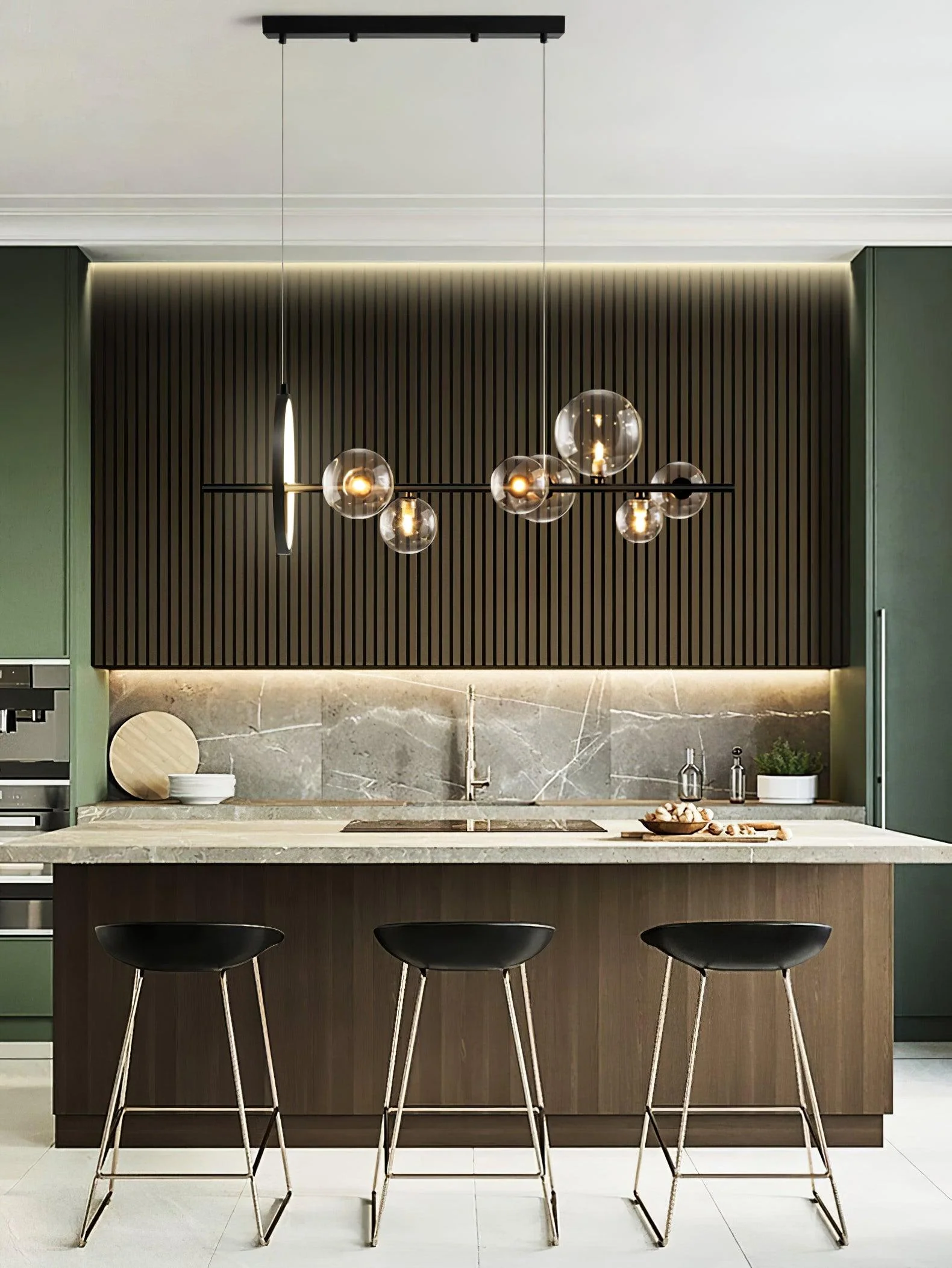 Lustra Chandelier Glass Bubble Nordic Black LED - Image 22