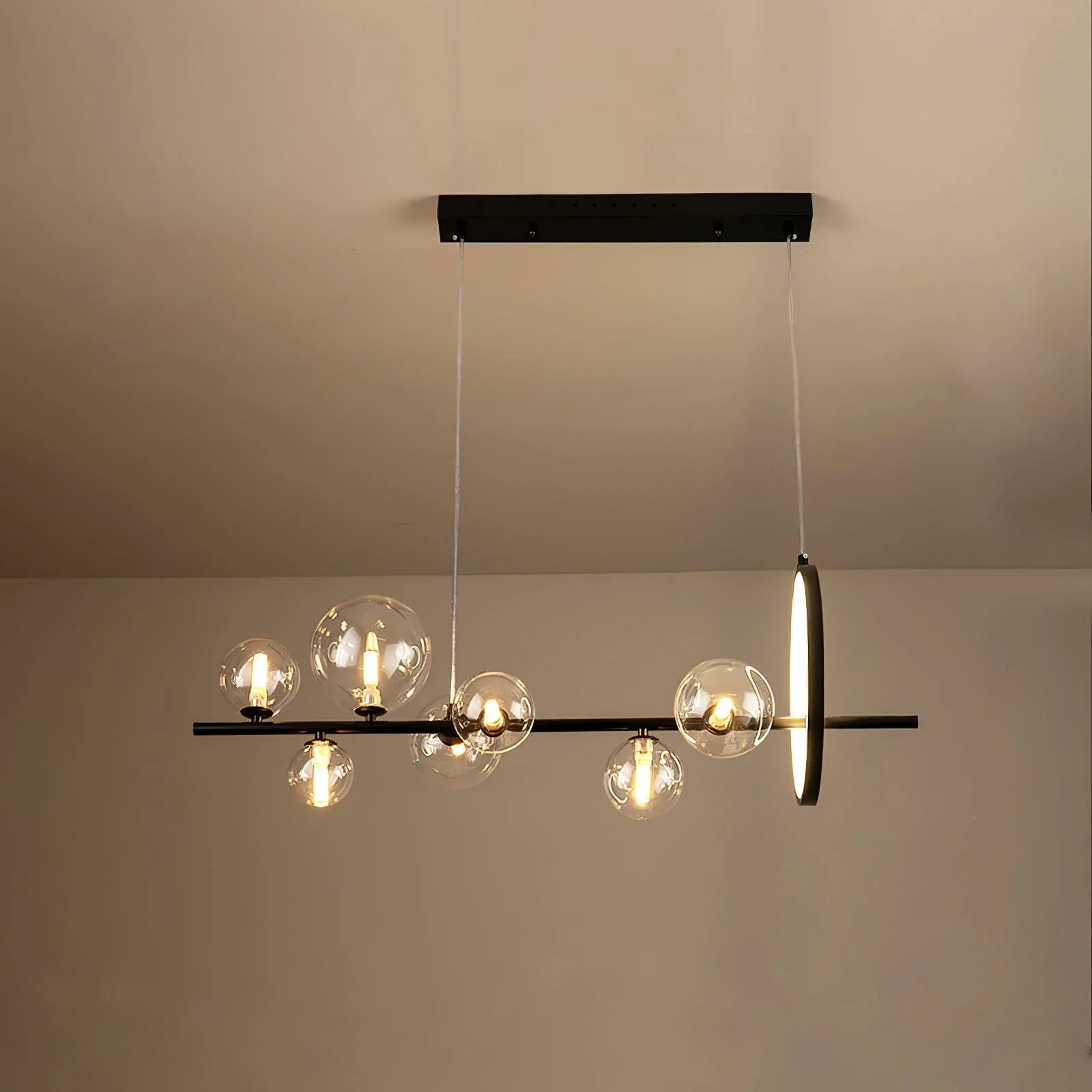 Lustra Chandelier Glass Bubble Nordic Black LED - Image 23
