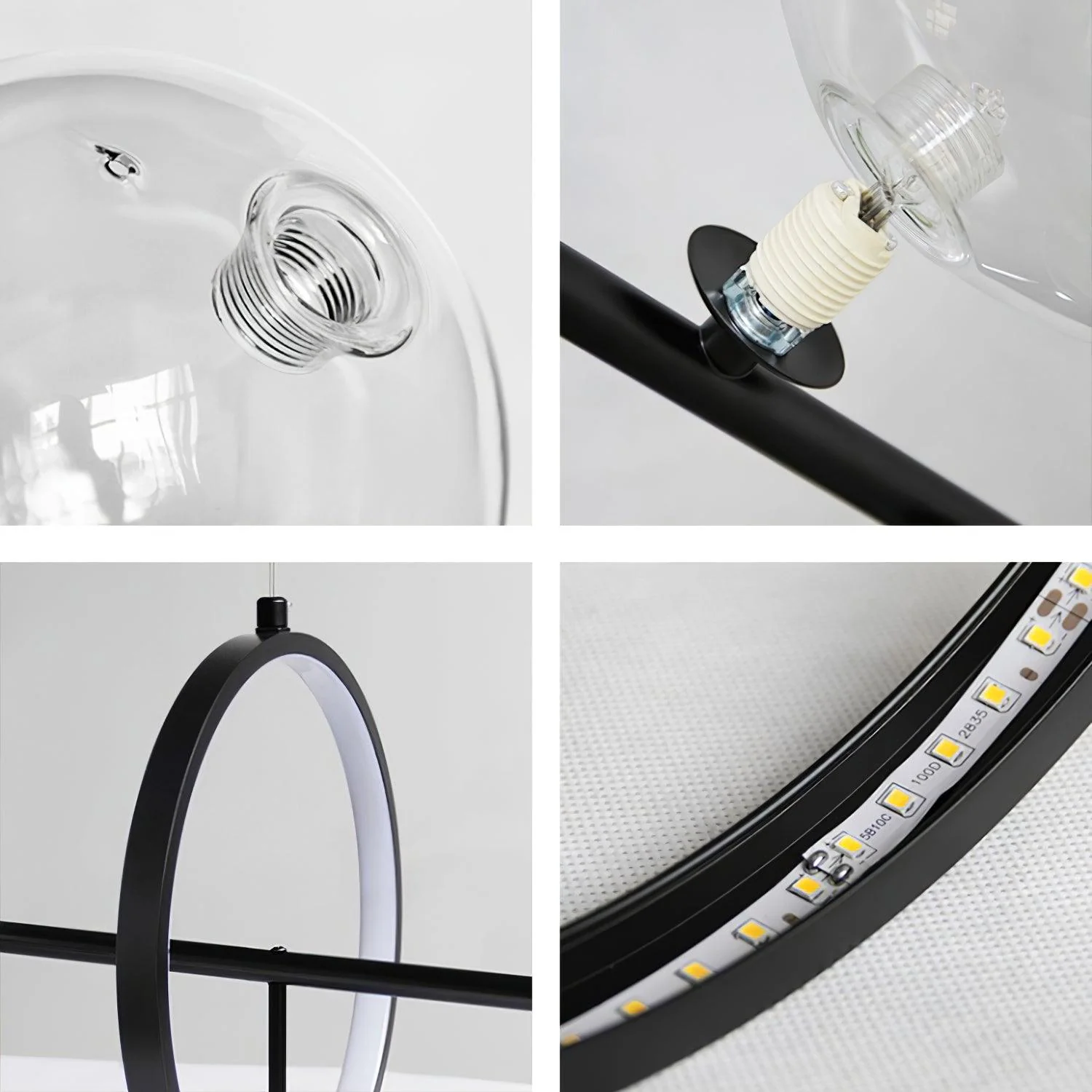 Lustra Chandelier Glass Bubble Nordic Black LED - Image 24