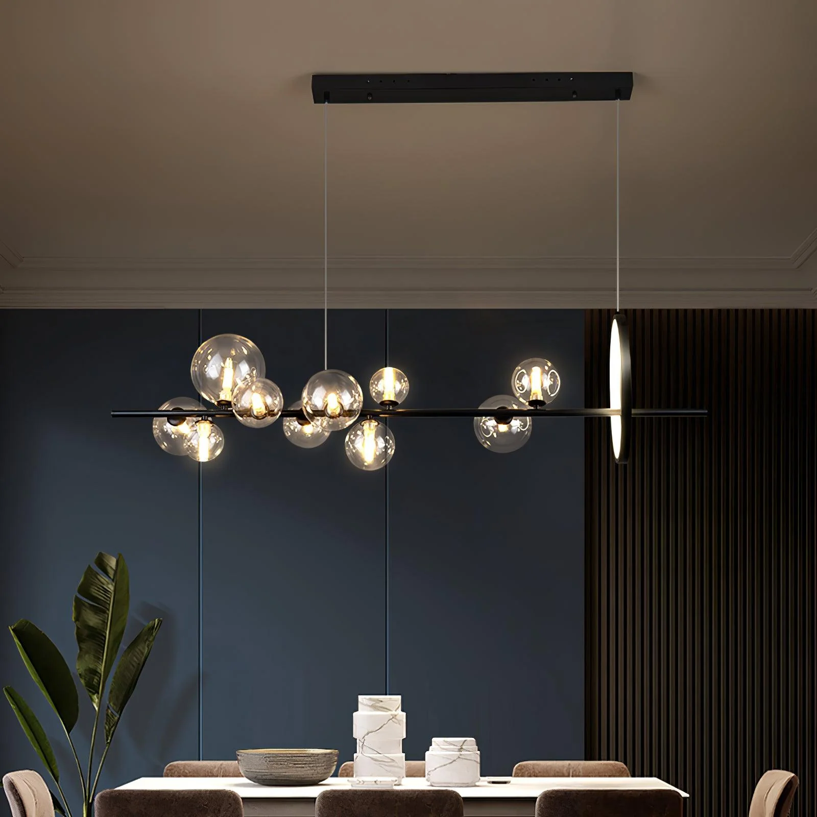 Lustra Chandelier Glass Bubble Nordic Black LED - Image 28