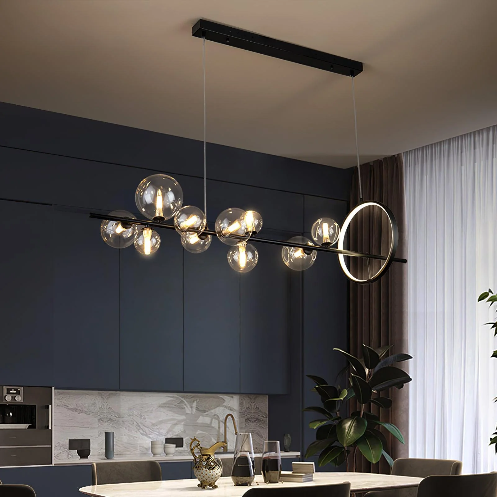 Lustra Chandelier Glass Bubble Nordic Black LED - Image 32