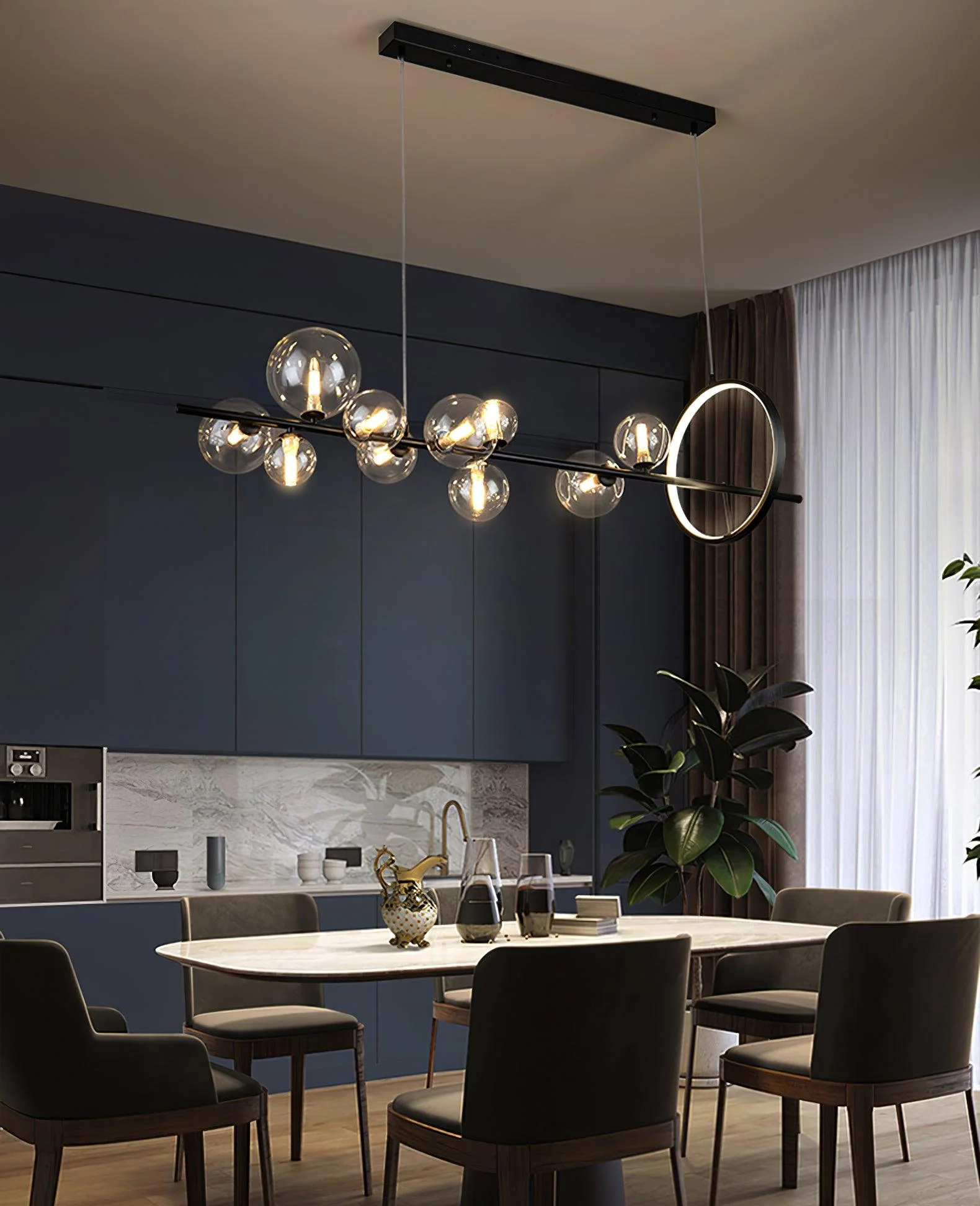 Lustra Chandelier Glass Bubble Nordic Black LED - Image 34