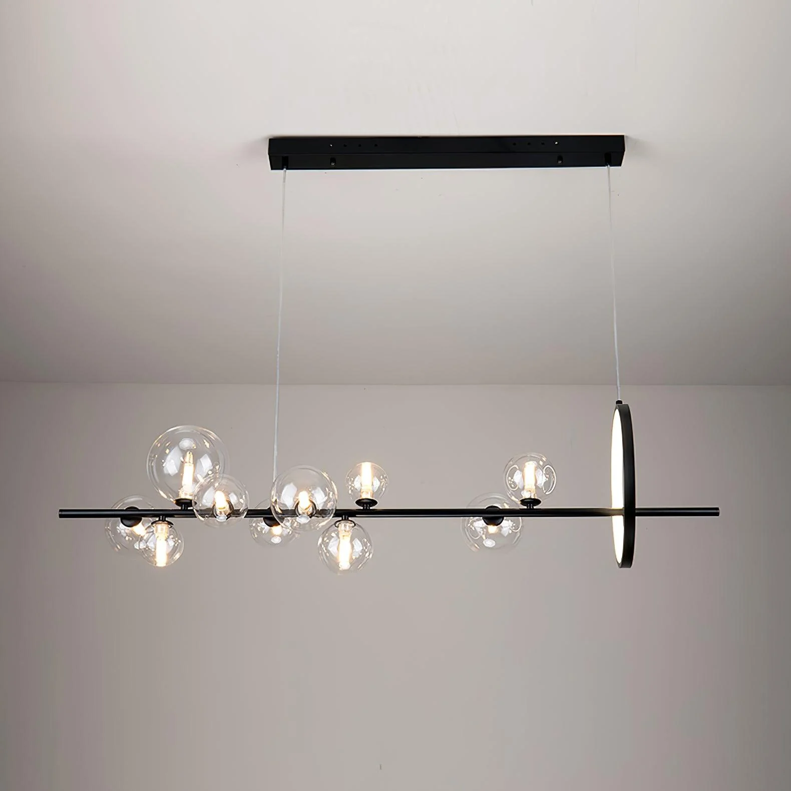 Lustra Chandelier Glass Bubble Nordic Black LED - Image 35