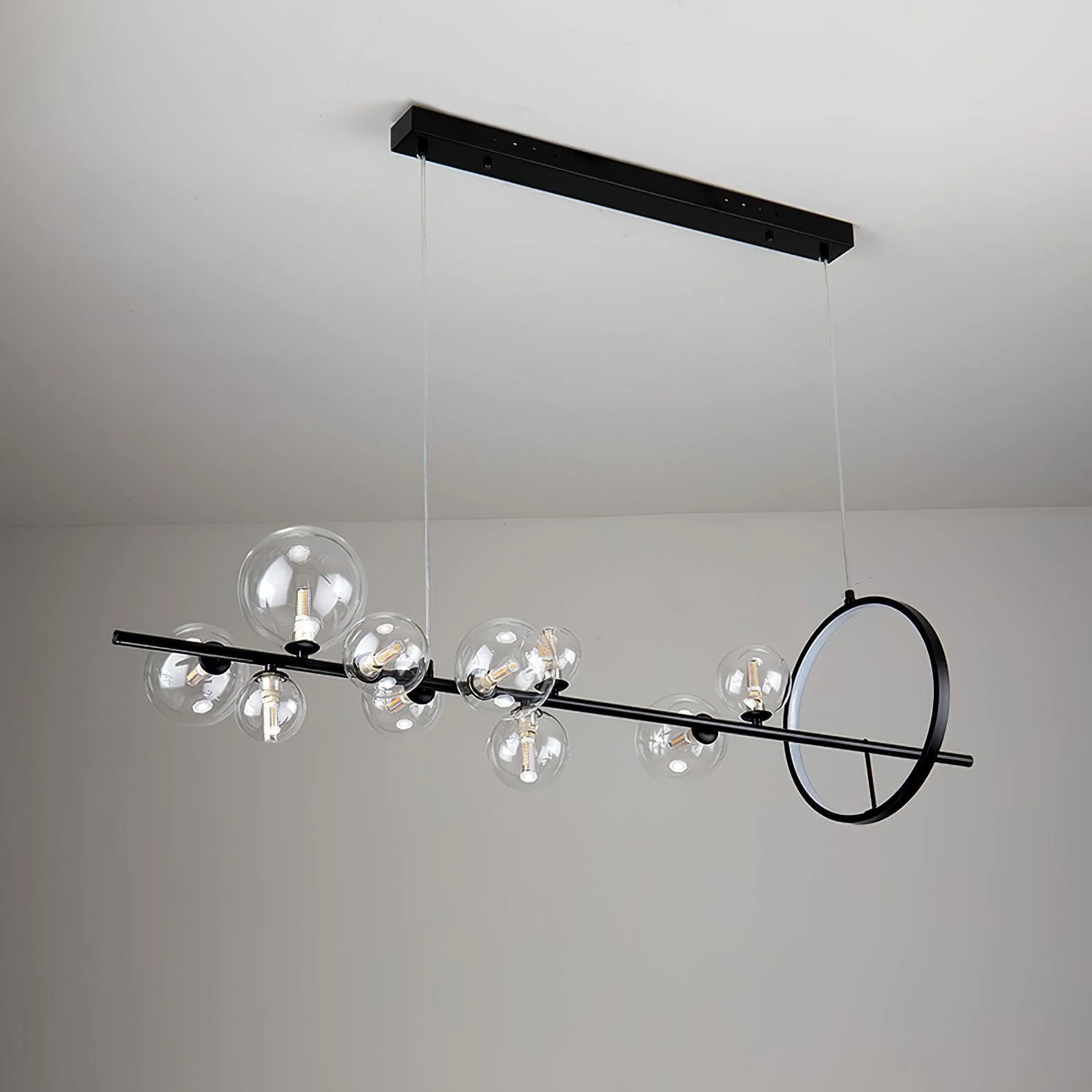 Lustra Chandelier Glass Bubble Nordic Black LED - Image 36