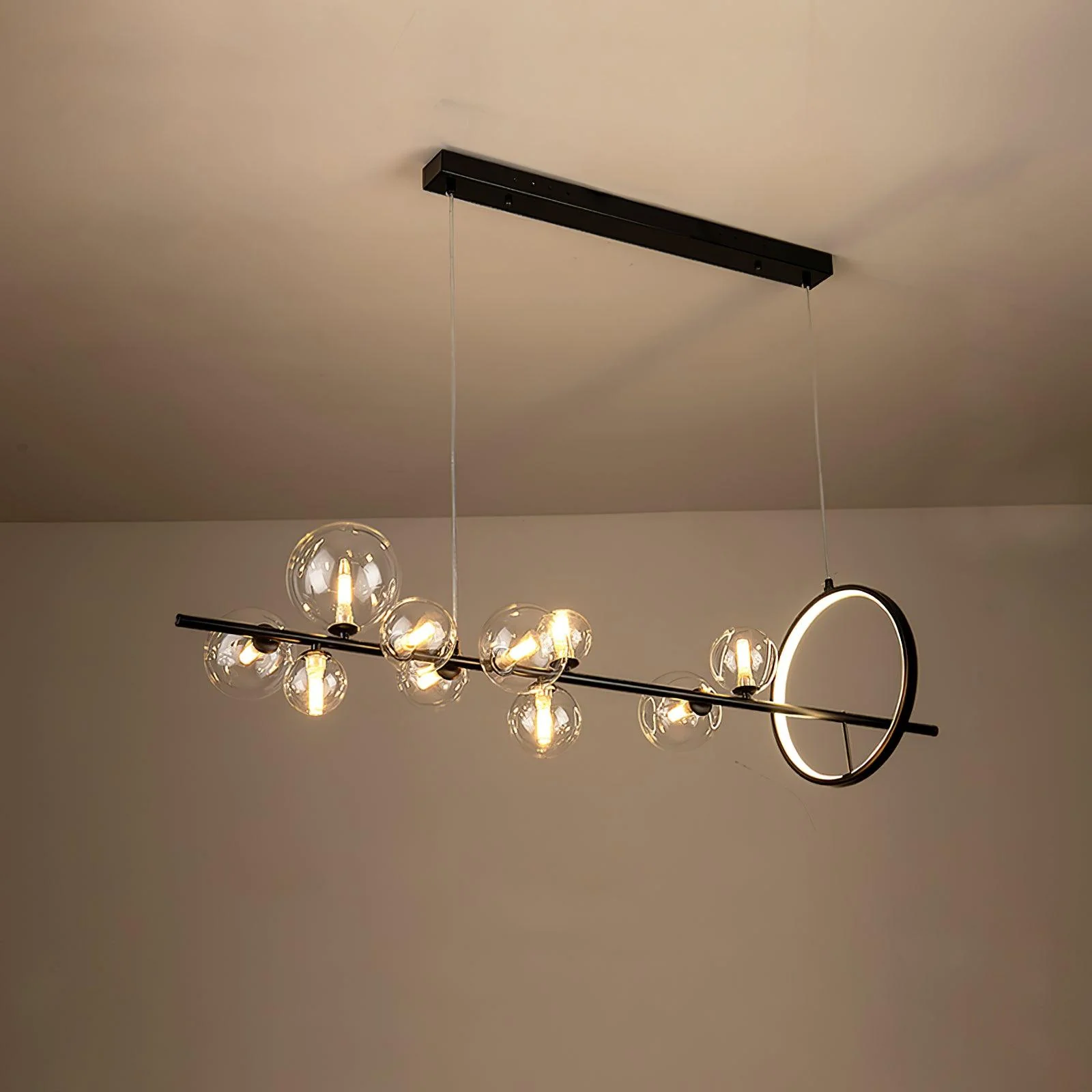 Lustra Chandelier Glass Bubble Nordic Black LED - Image 37