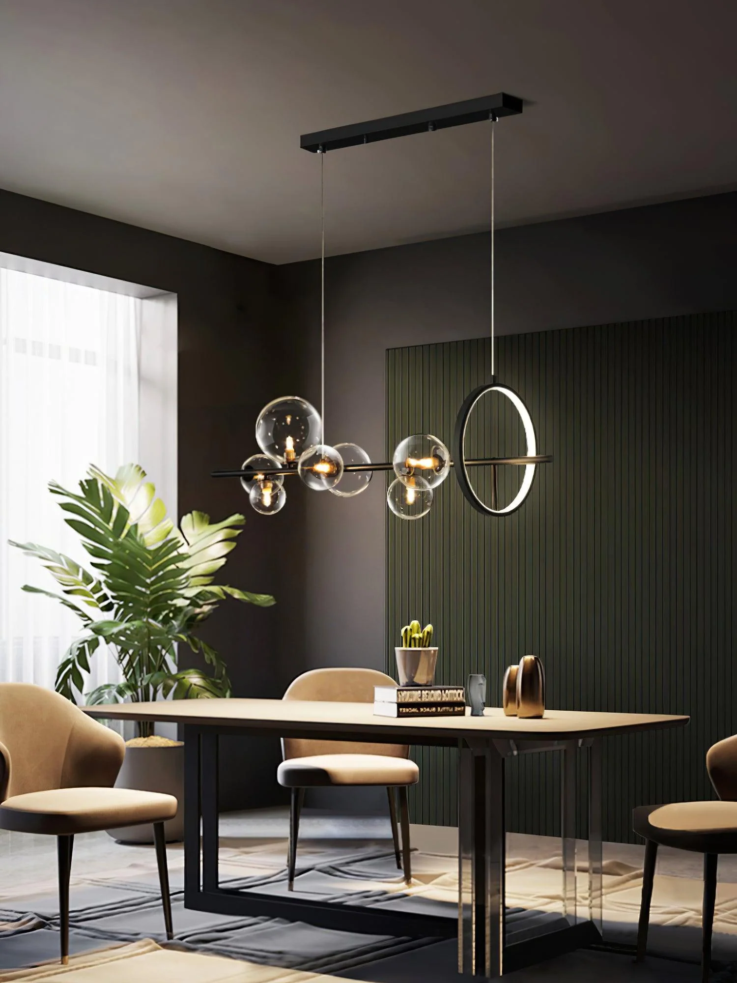 Lustra Chandelier Glass Bubble Nordic Black LED - Image 38