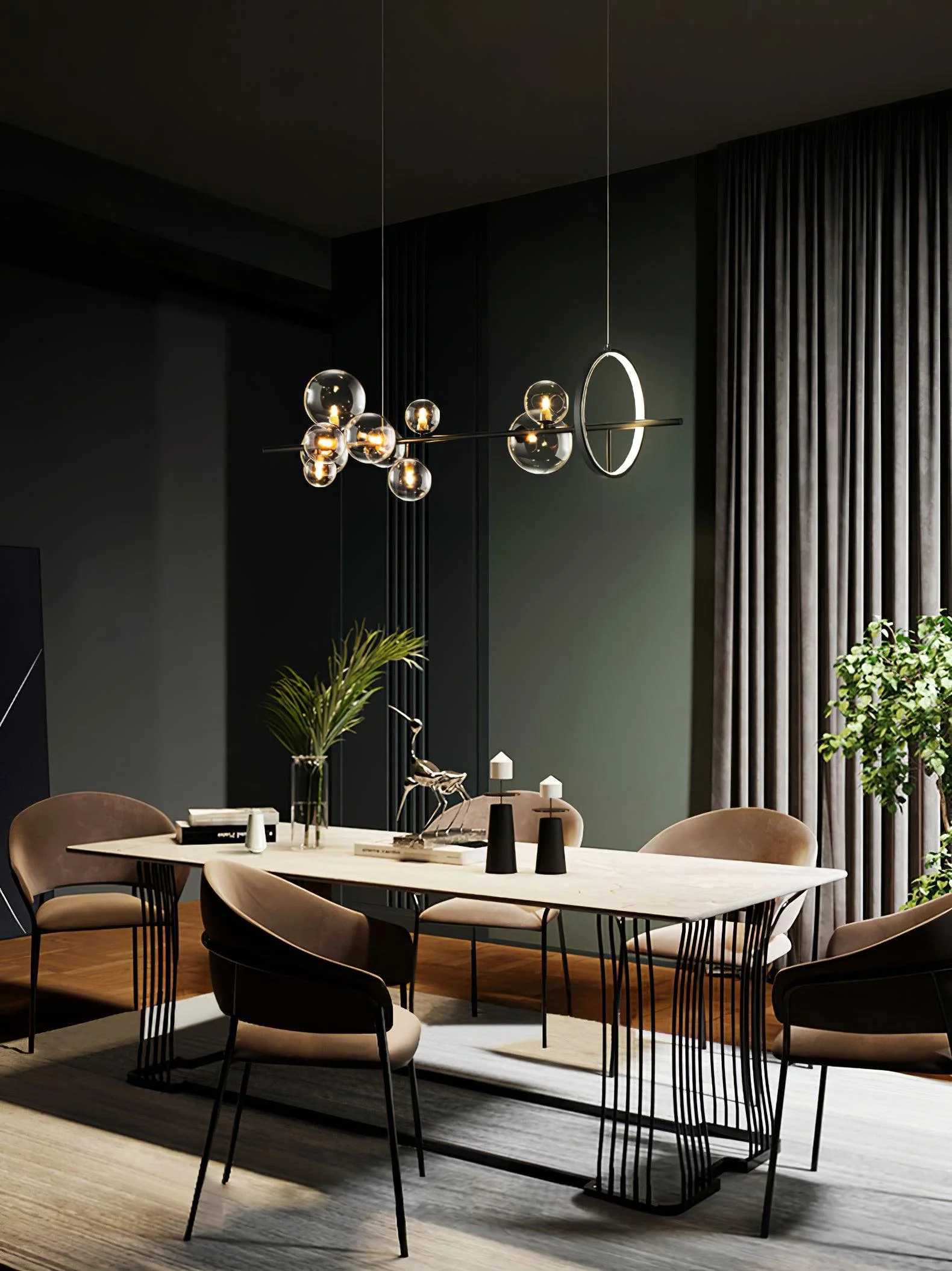 Lustra Chandelier Glass Bubble Nordic Black LED - Image 39