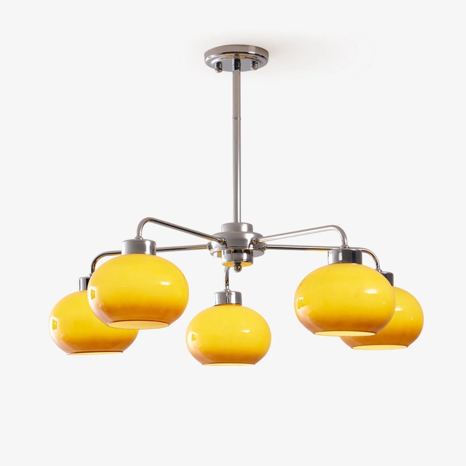 Lustra Chandelier Glass Chrome Geometric Retro