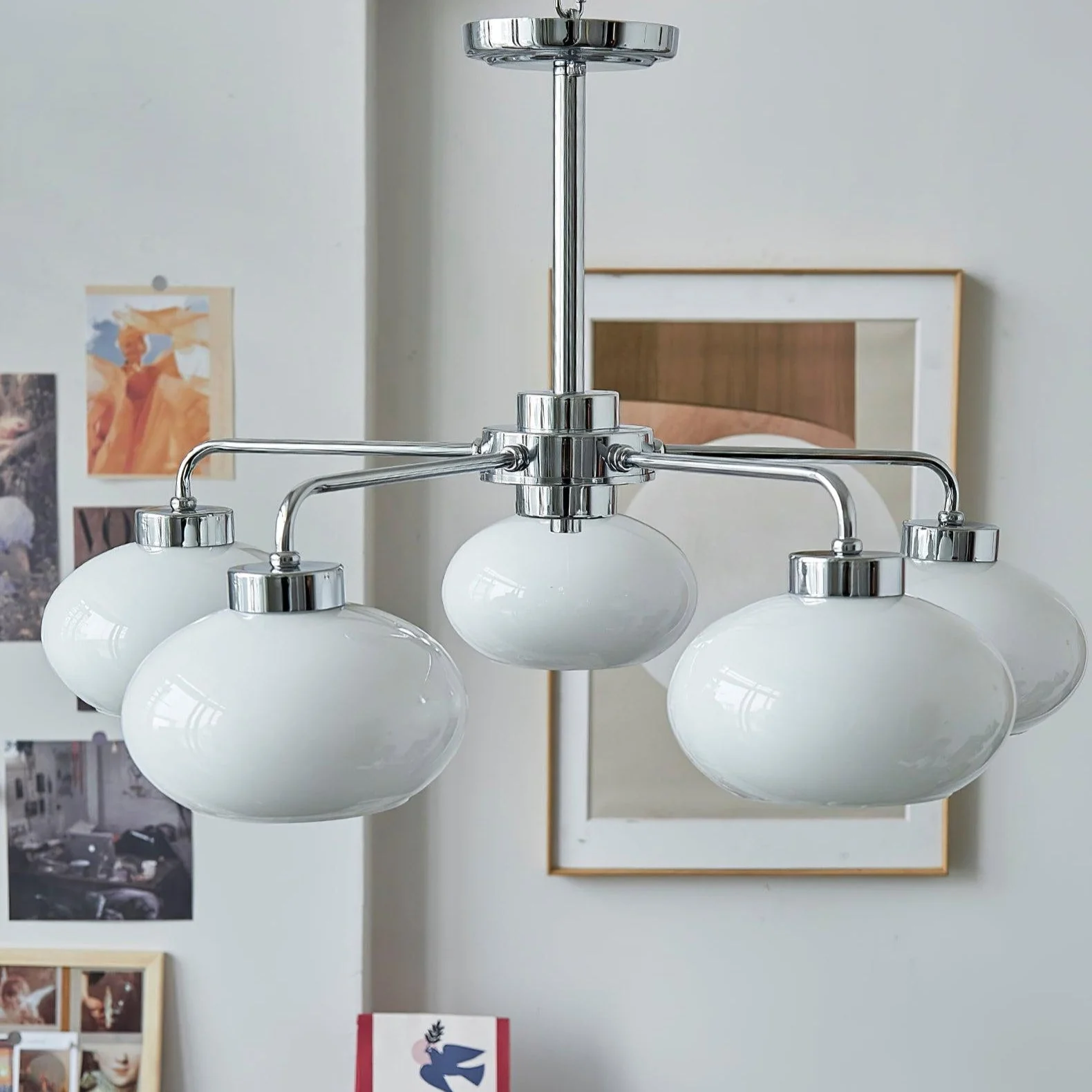 Lustra Chandelier Glass Chrome Geometric Retro - Image 11
