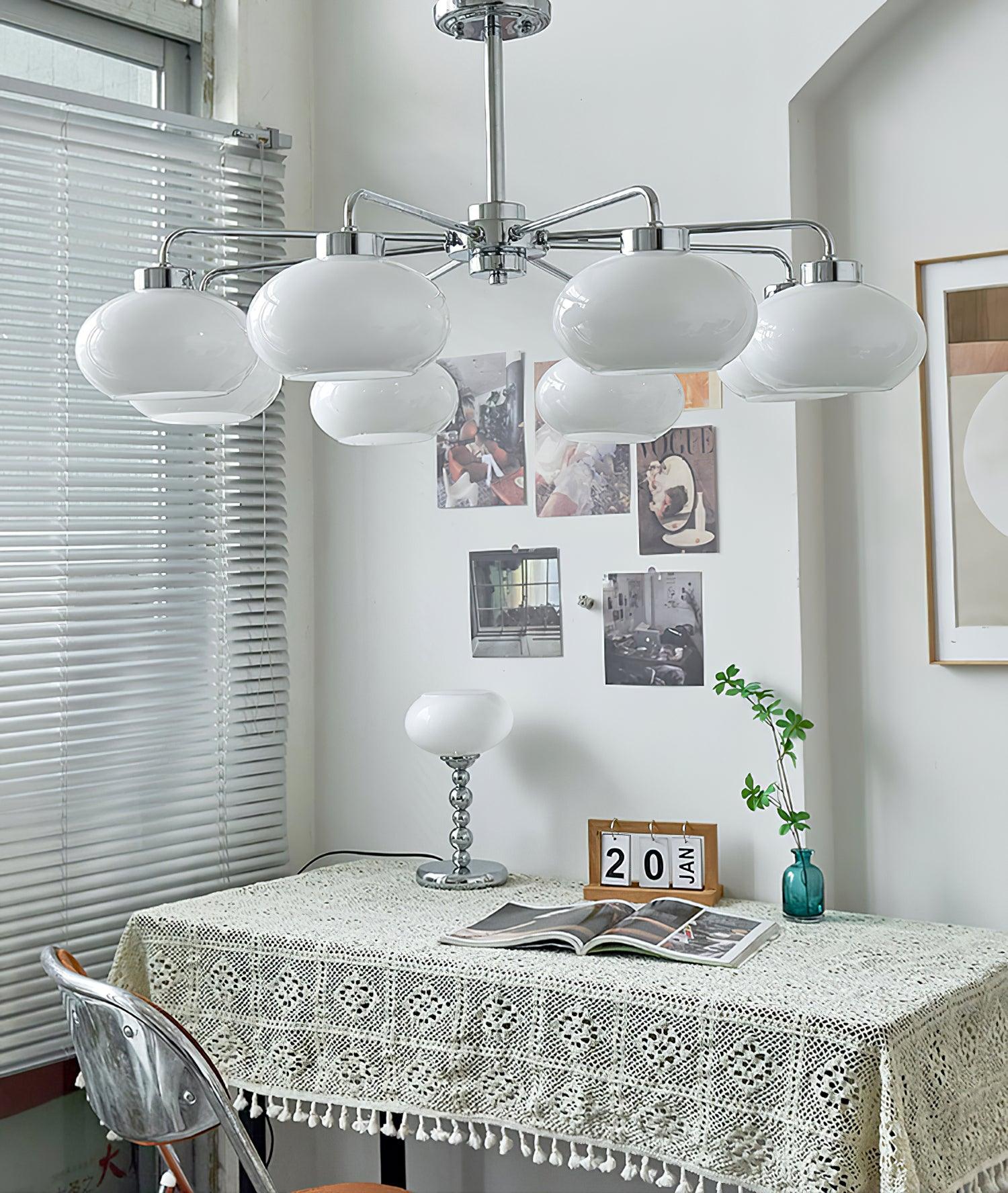 Lustra Chandelier Glass Chrome Geometric Retro - Image 13