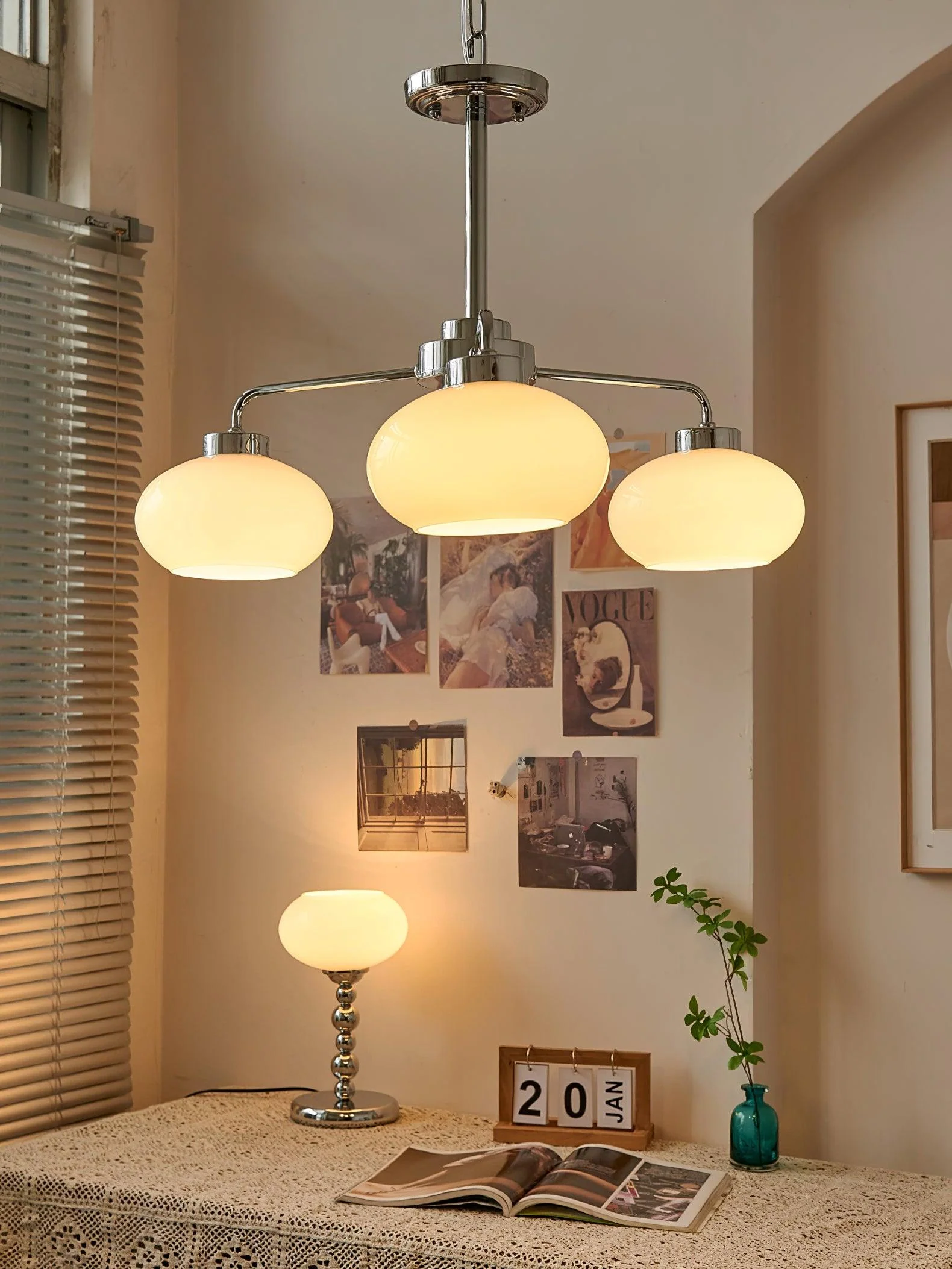 Lustra Chandelier Glass Chrome Geometric Retro - Image 14