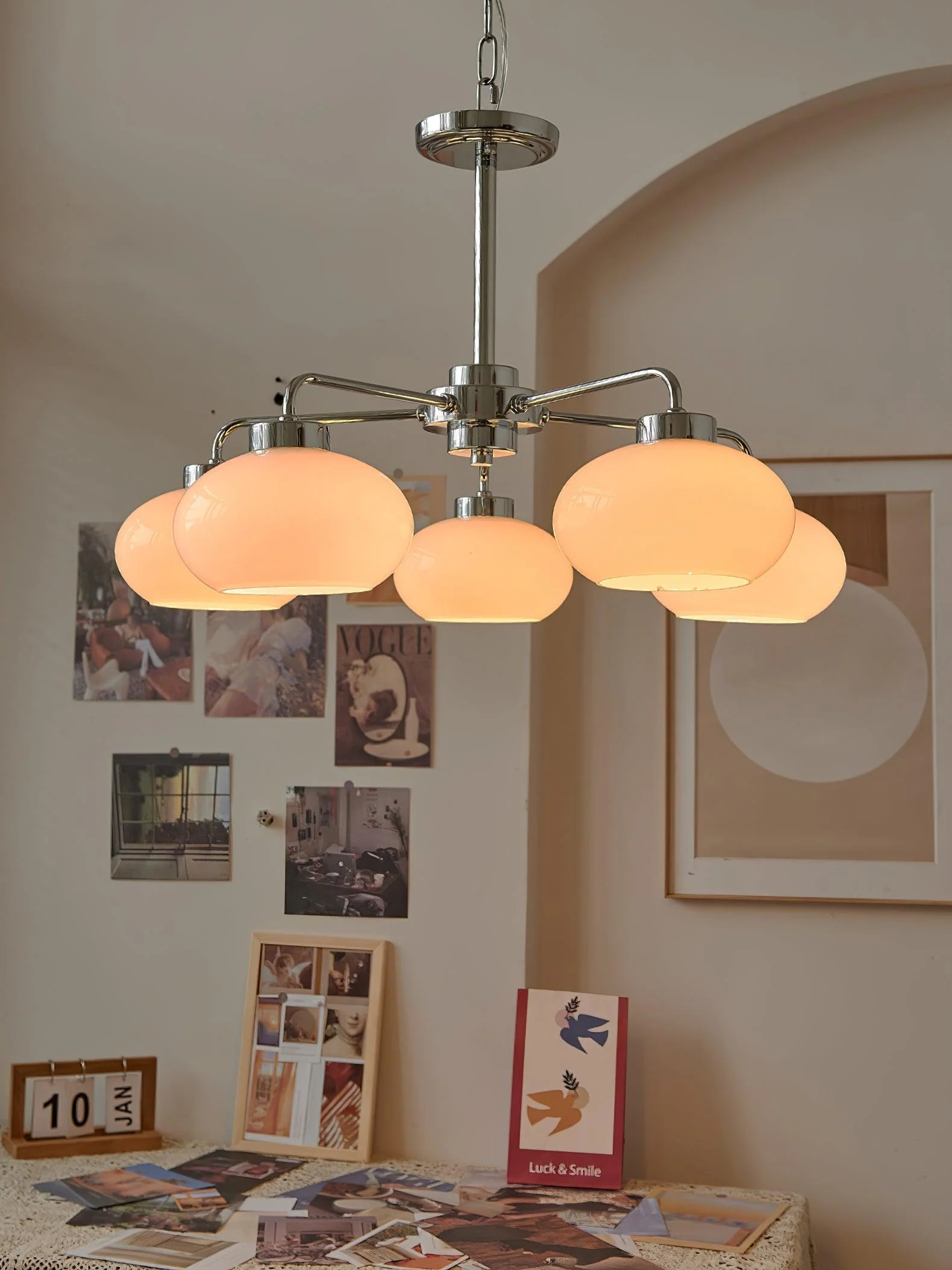 Lustra Chandelier Glass Chrome Geometric Retro - Image 15