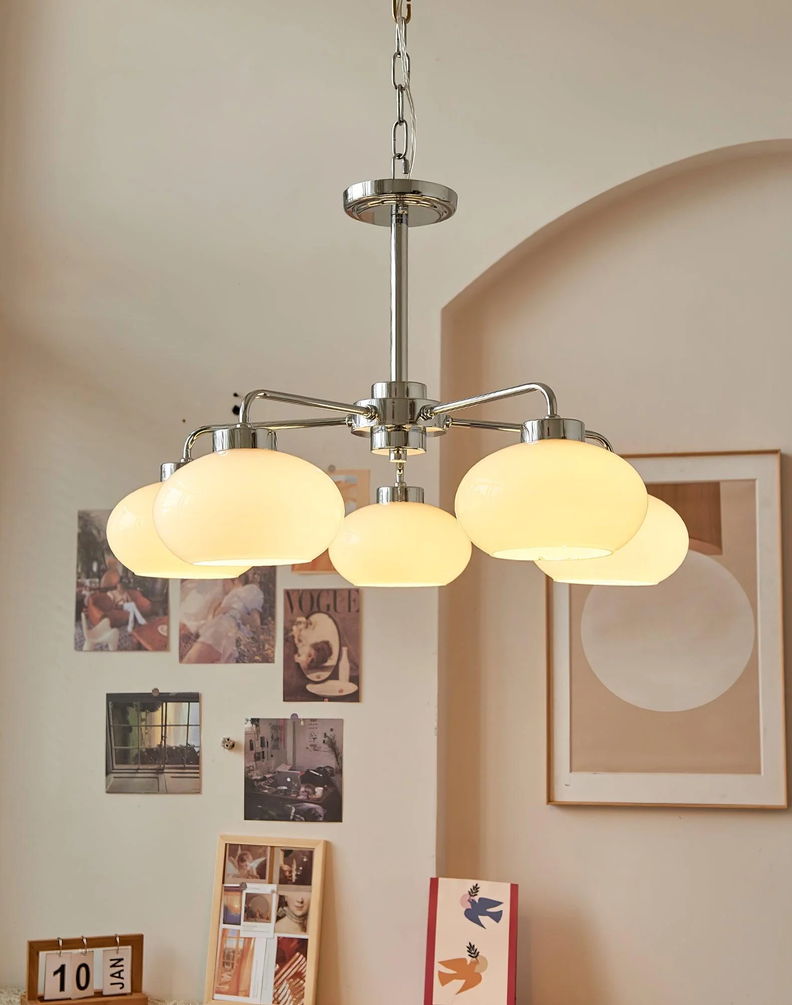 Lustra Chandelier Glass Chrome Geometric Retro - Image 17