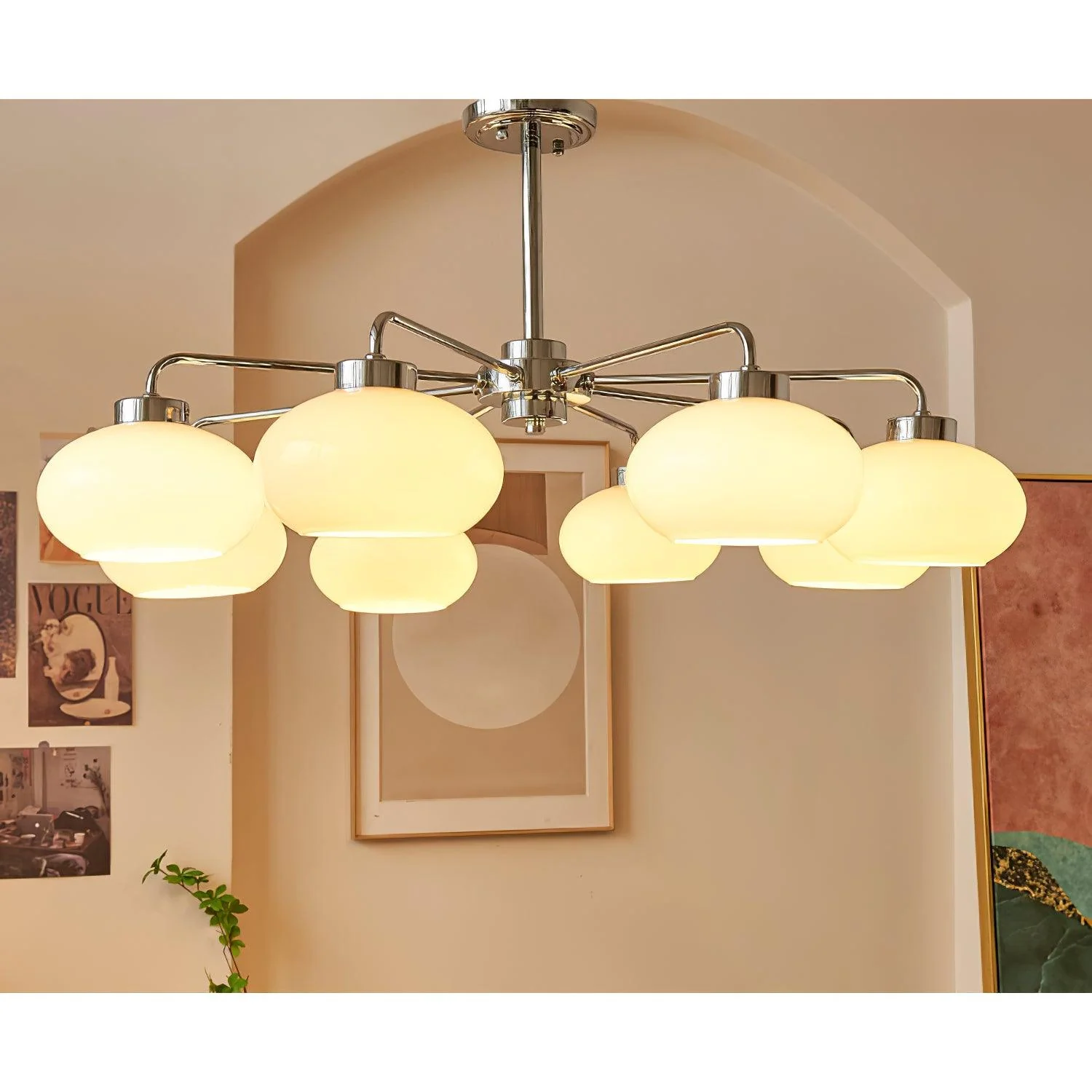Lustra Chandelier Glass Chrome Geometric Retro - Image 2