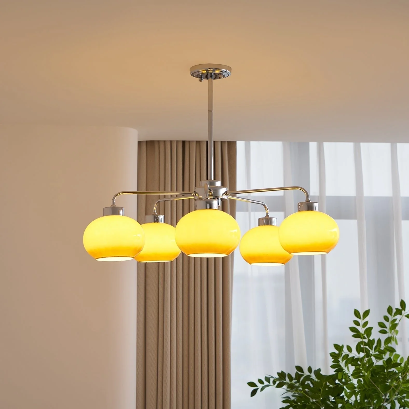 Lustra Chandelier Glass Chrome Geometric Retro - Image 4