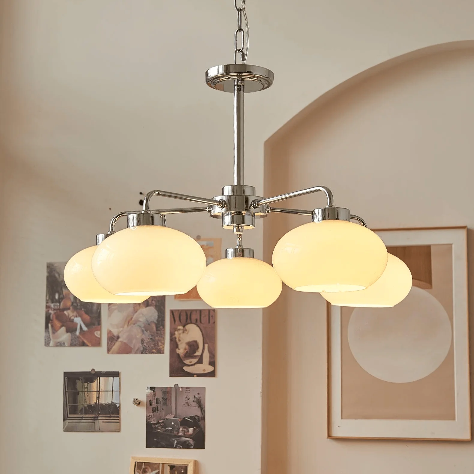 Lustra Chandelier Glass Chrome Geometric Retro - Image 42