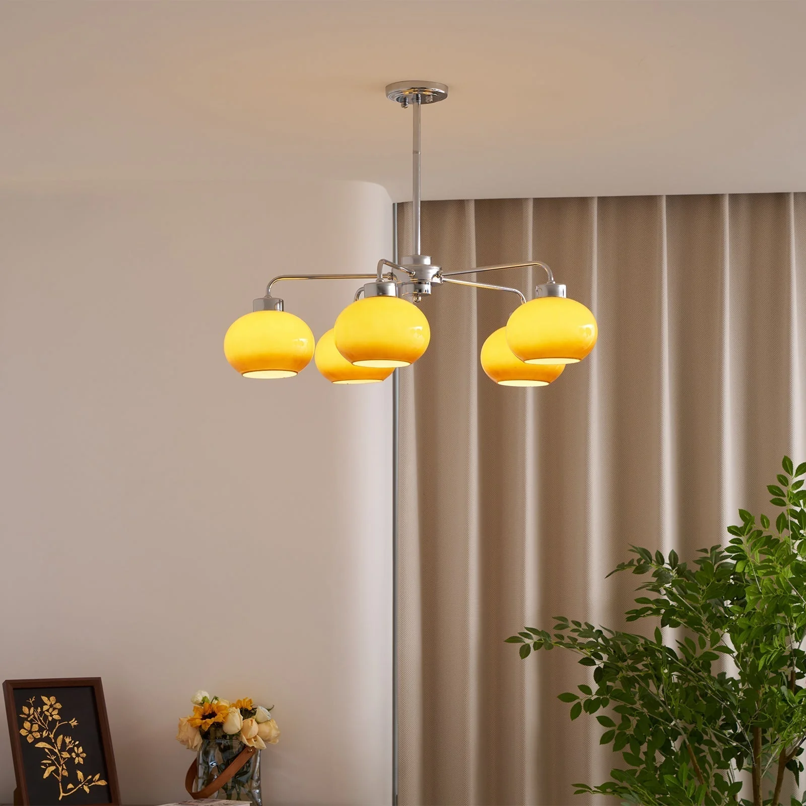 Lustra Chandelier Glass Chrome Geometric Retro - Image 46