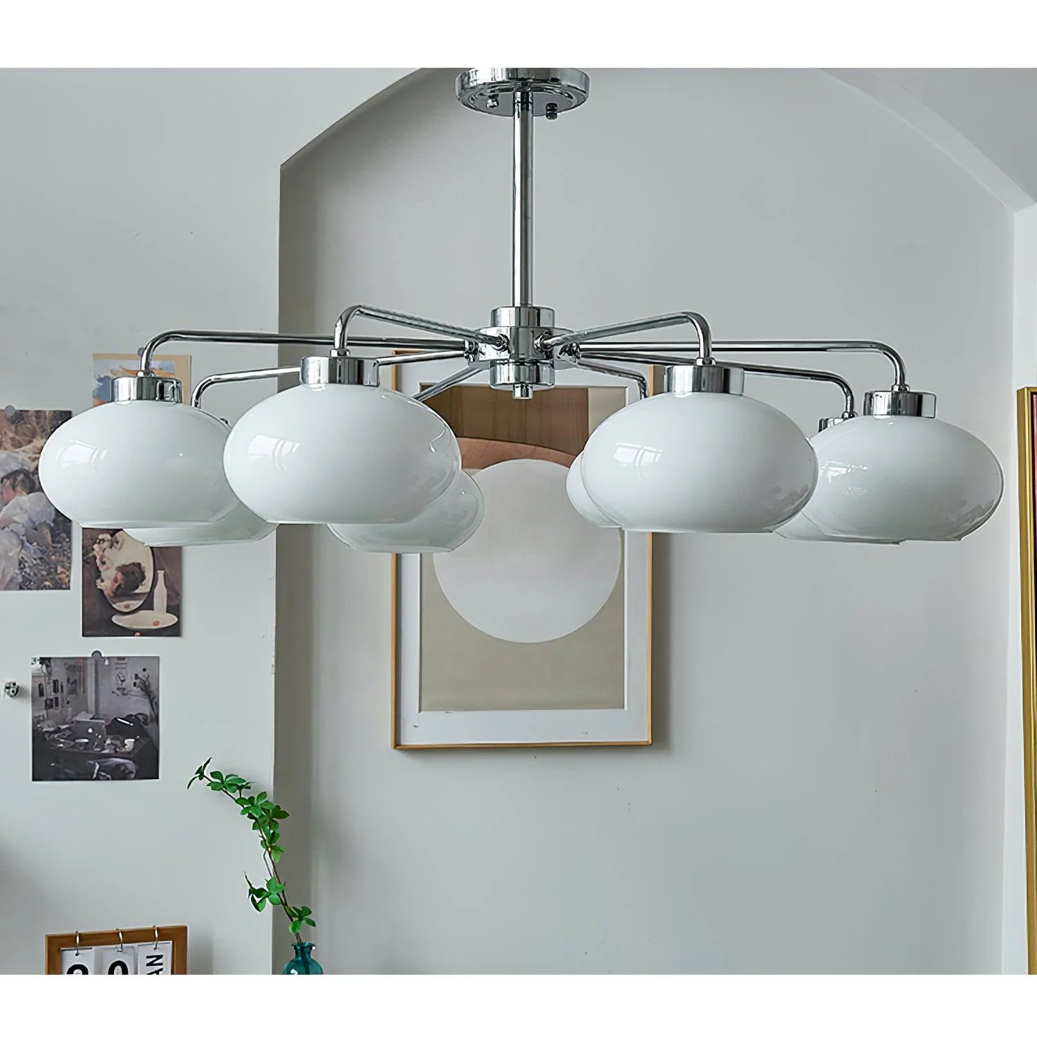Lustra Chandelier Glass Chrome Geometric Retro - Image 5