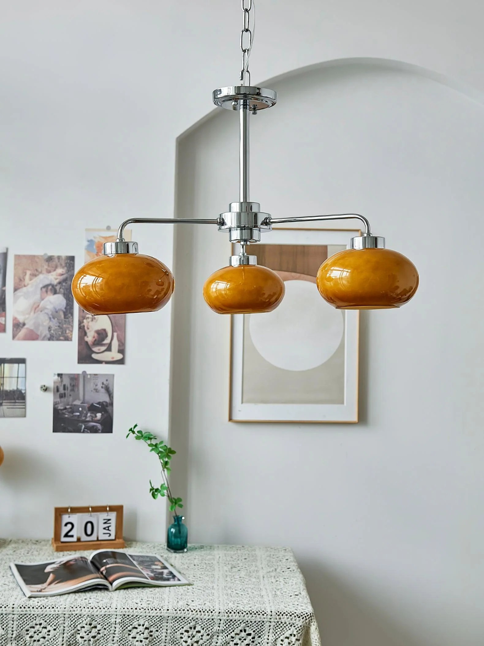 Lustra Chandelier Glass Chrome Geometric Retro - Image 6