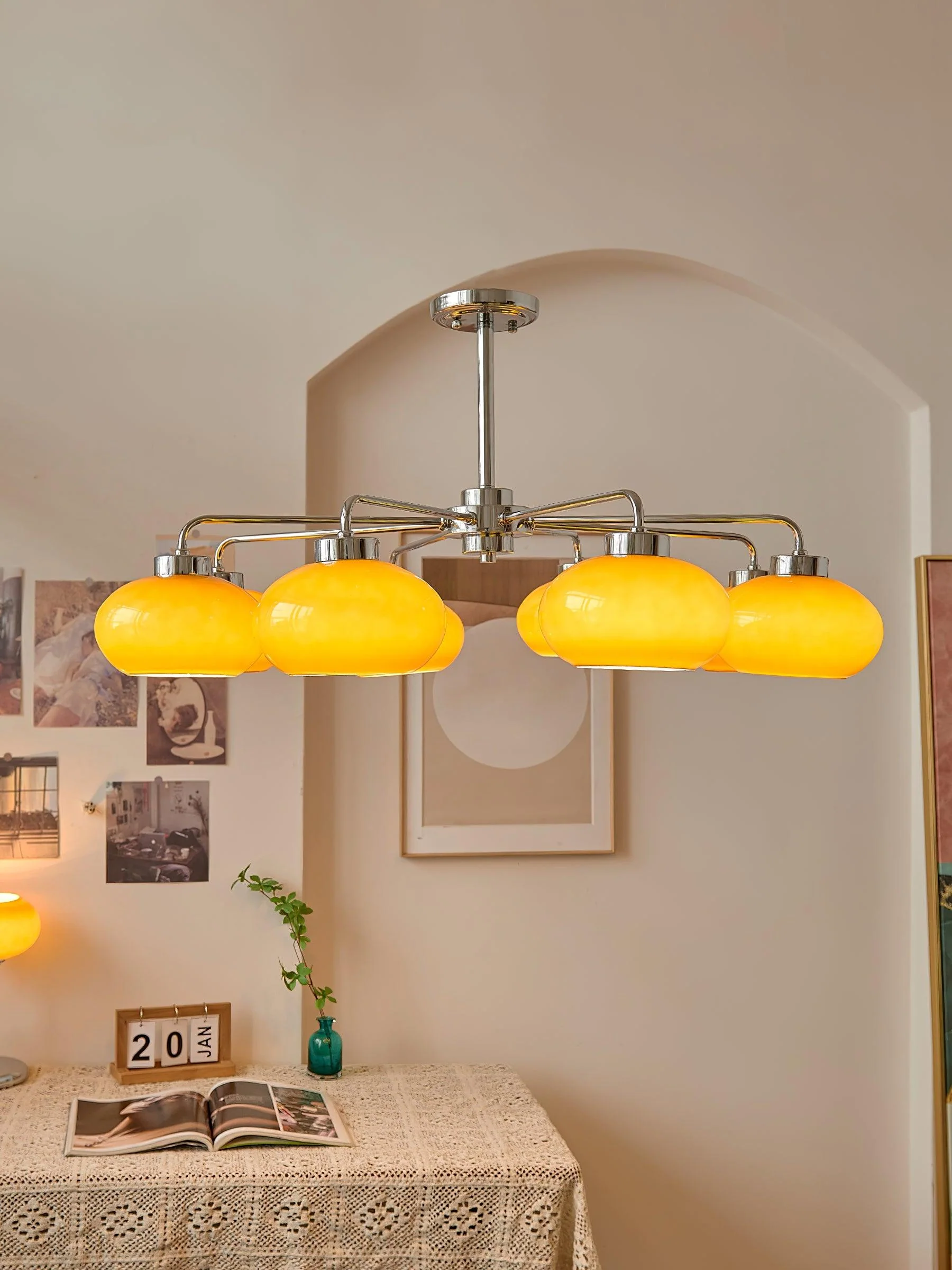 Lustra Chandelier Glass Chrome Geometric Retro - Image 8