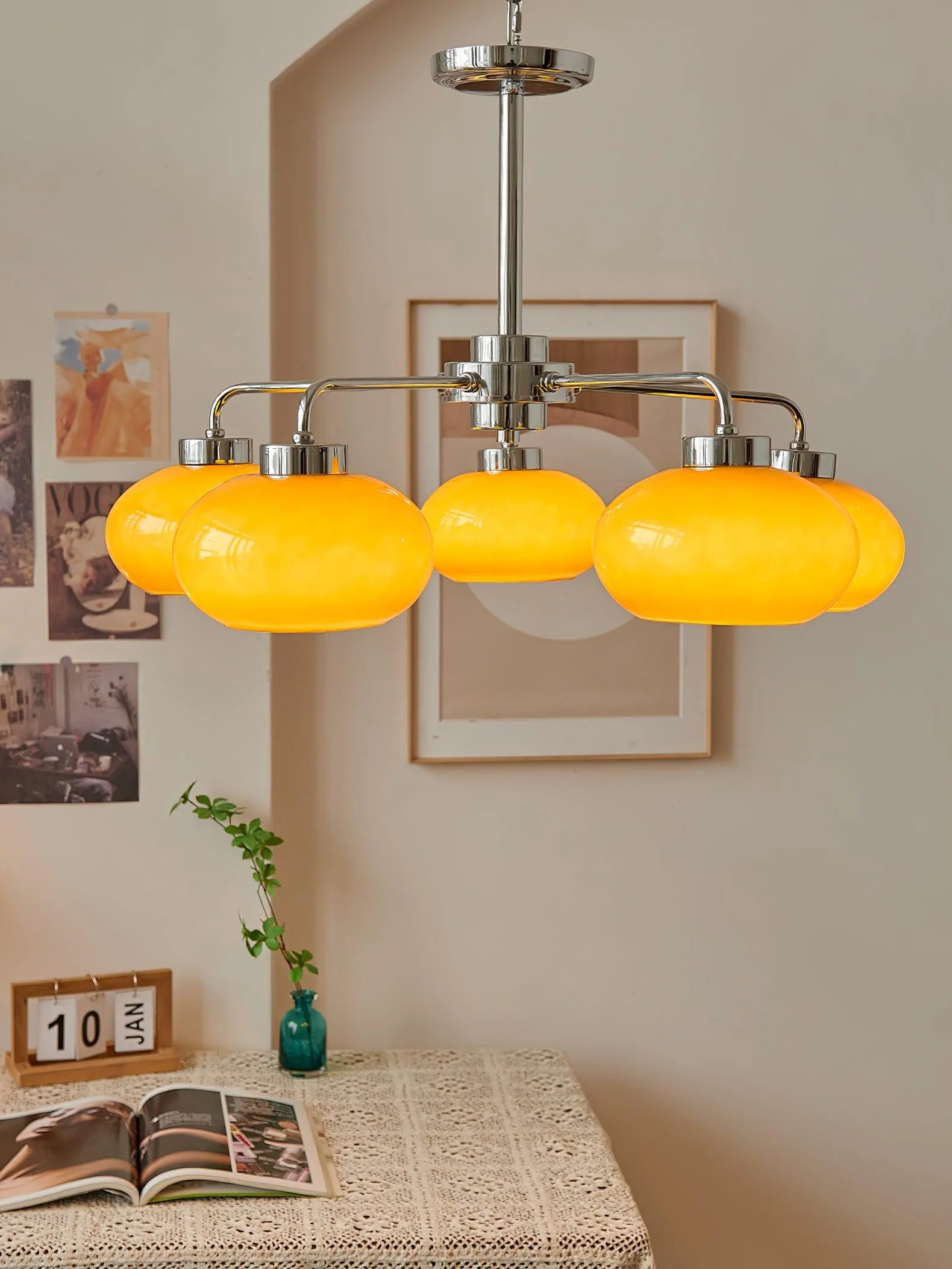 Lustra Chandelier Glass Chrome Geometric Retro - Image 9