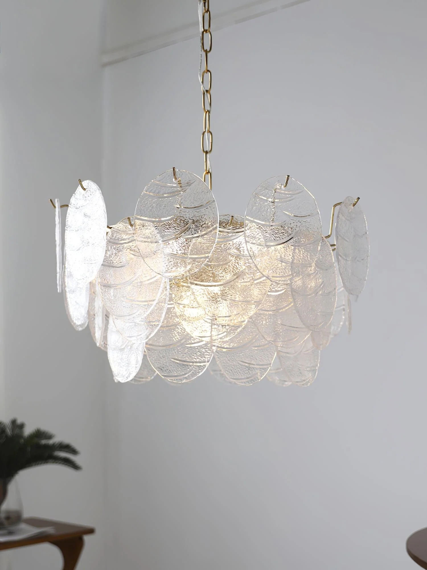 Lustra Chandelier Glass Disc Gold - Image 11