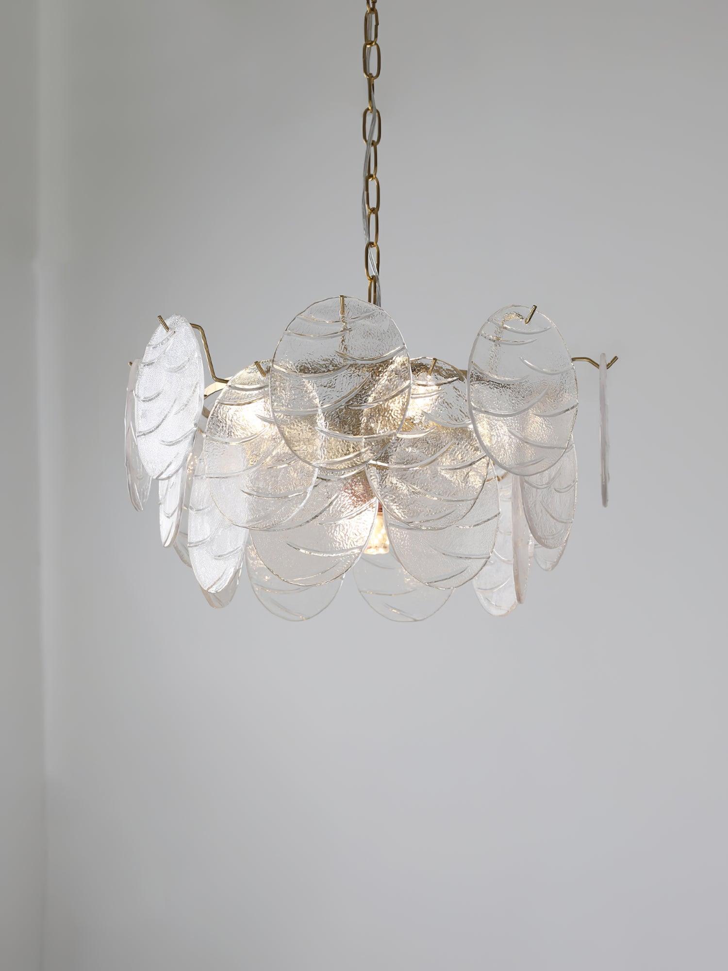 Lustra Chandelier Glass Disc Gold - Image 13