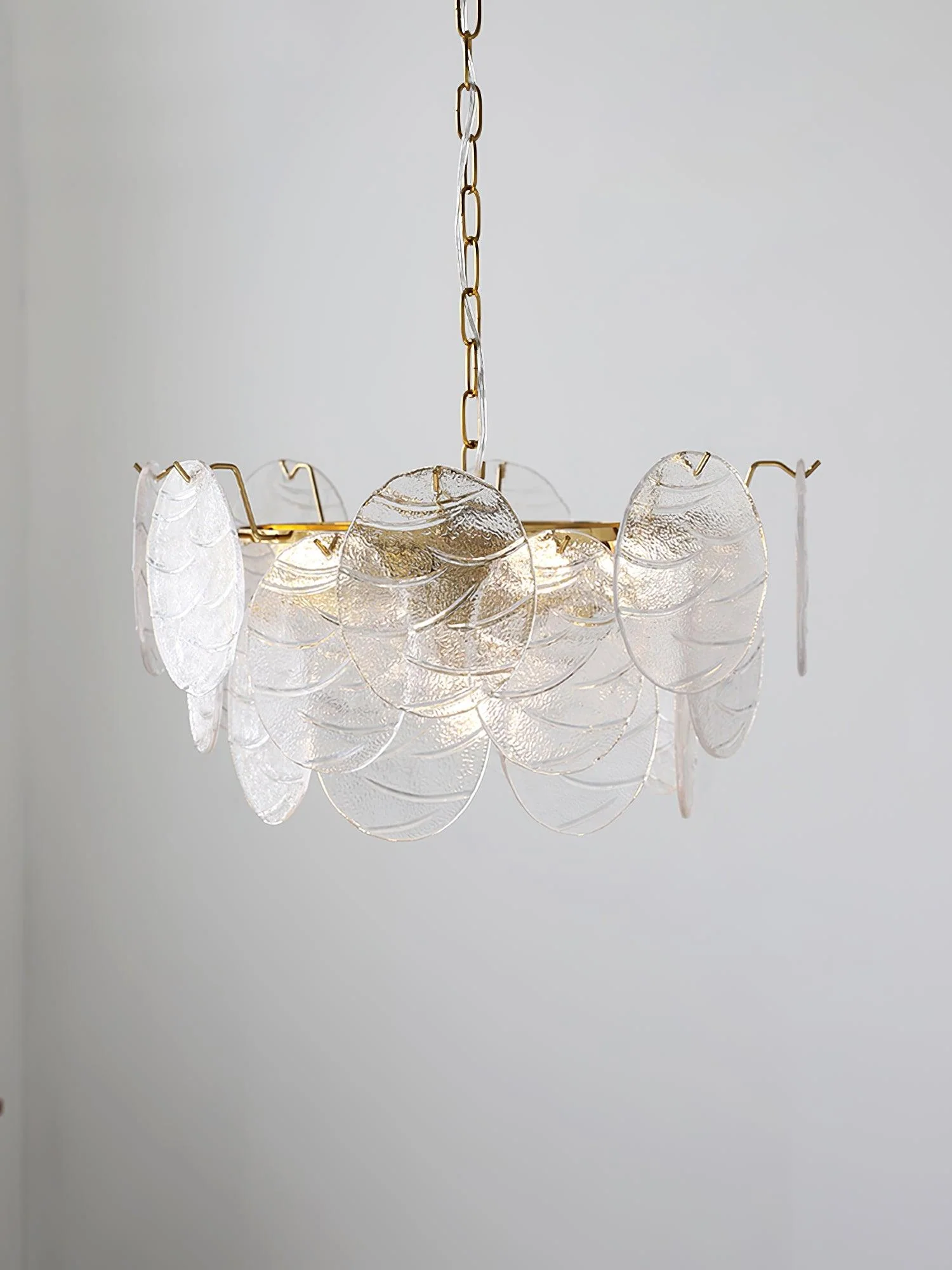 Lustra Chandelier Glass Disc Gold - Image 15