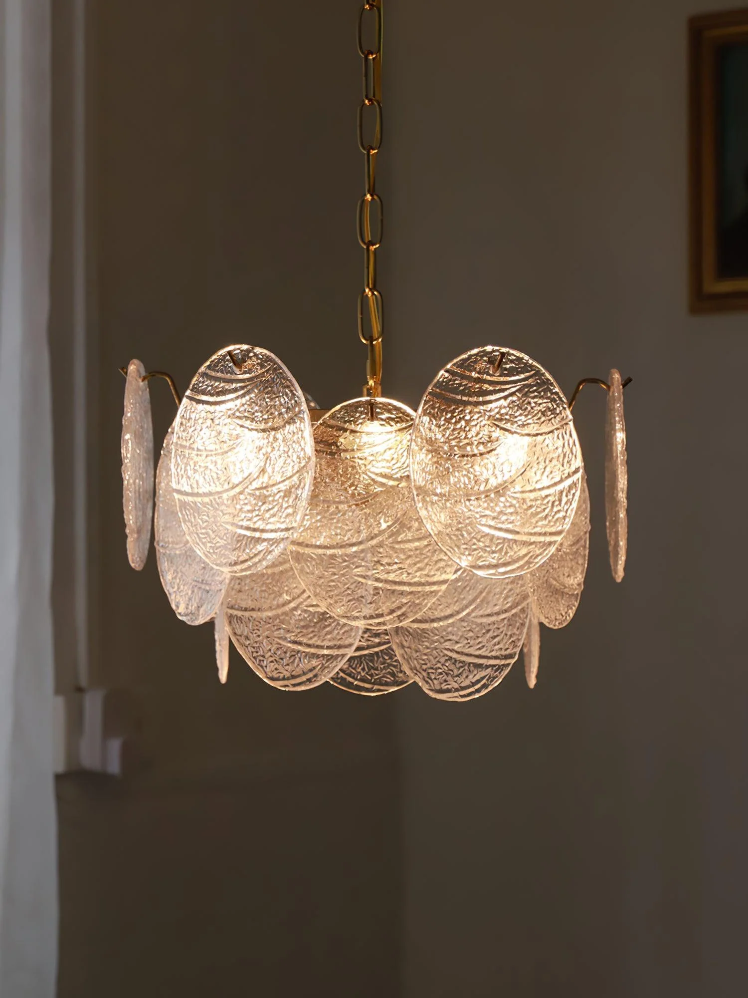 Lustra Chandelier Glass Disc Gold - Image 17