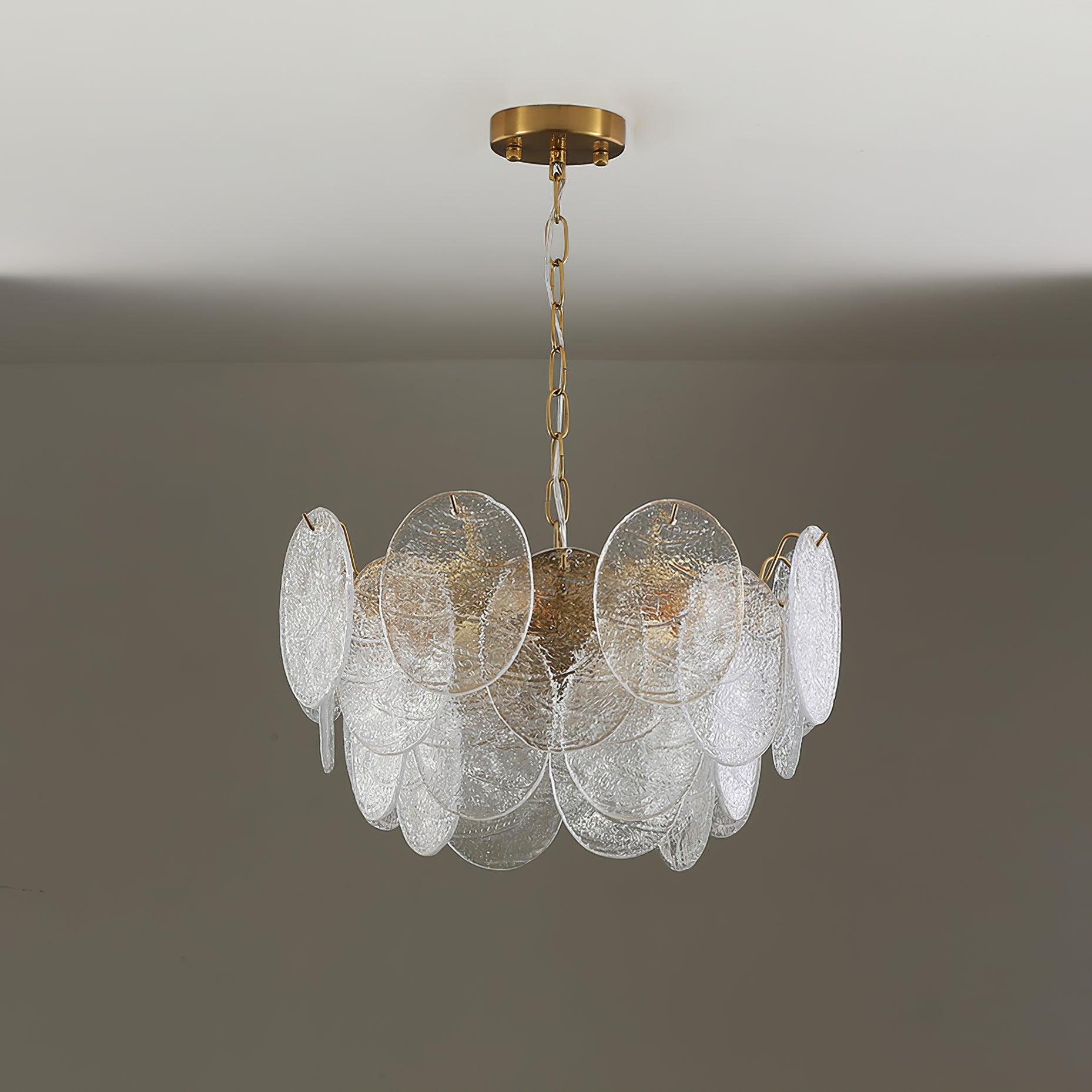 Lustra Chandelier Glass Disc Gold - Image 18