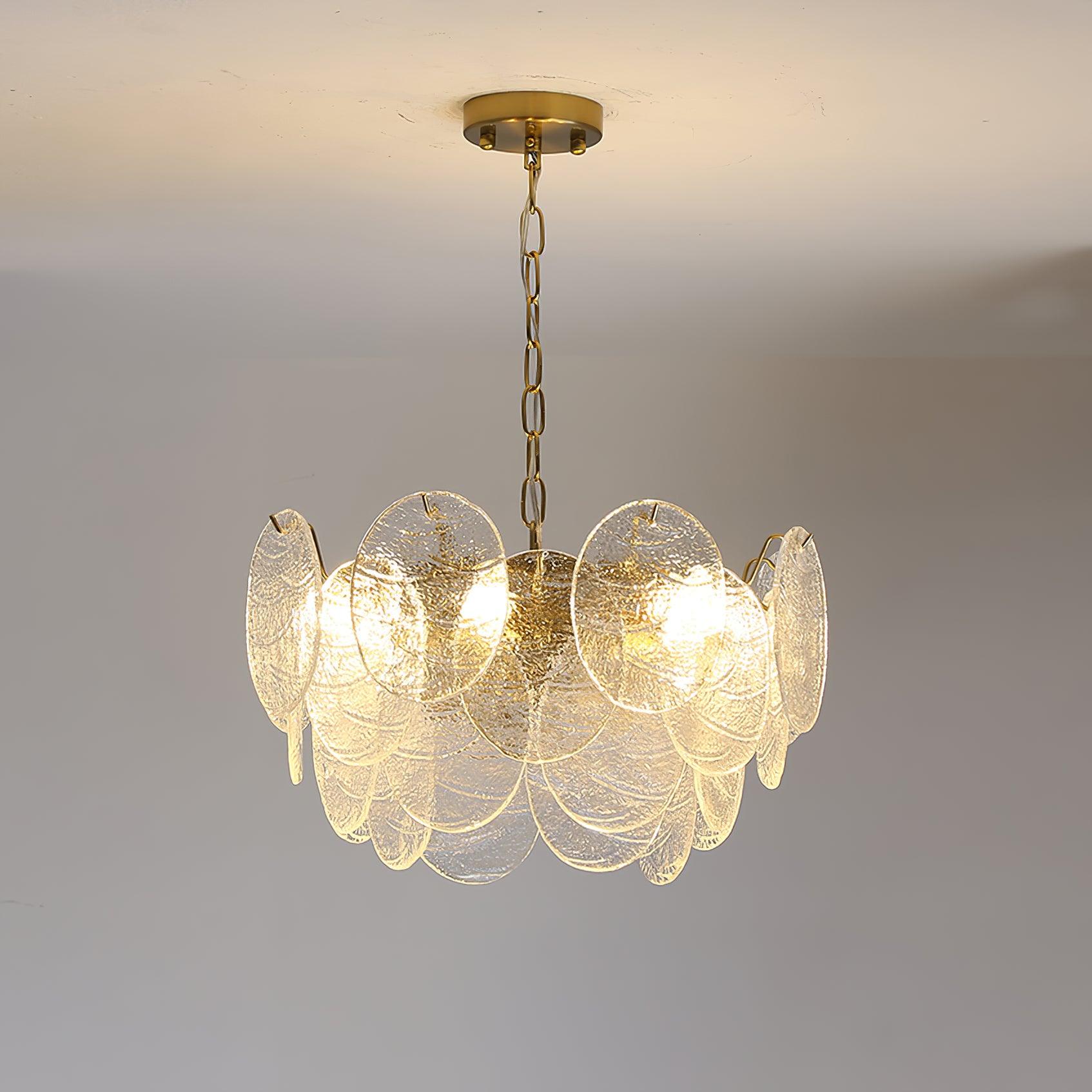 Lustra Chandelier Glass Disc Gold - Image 19