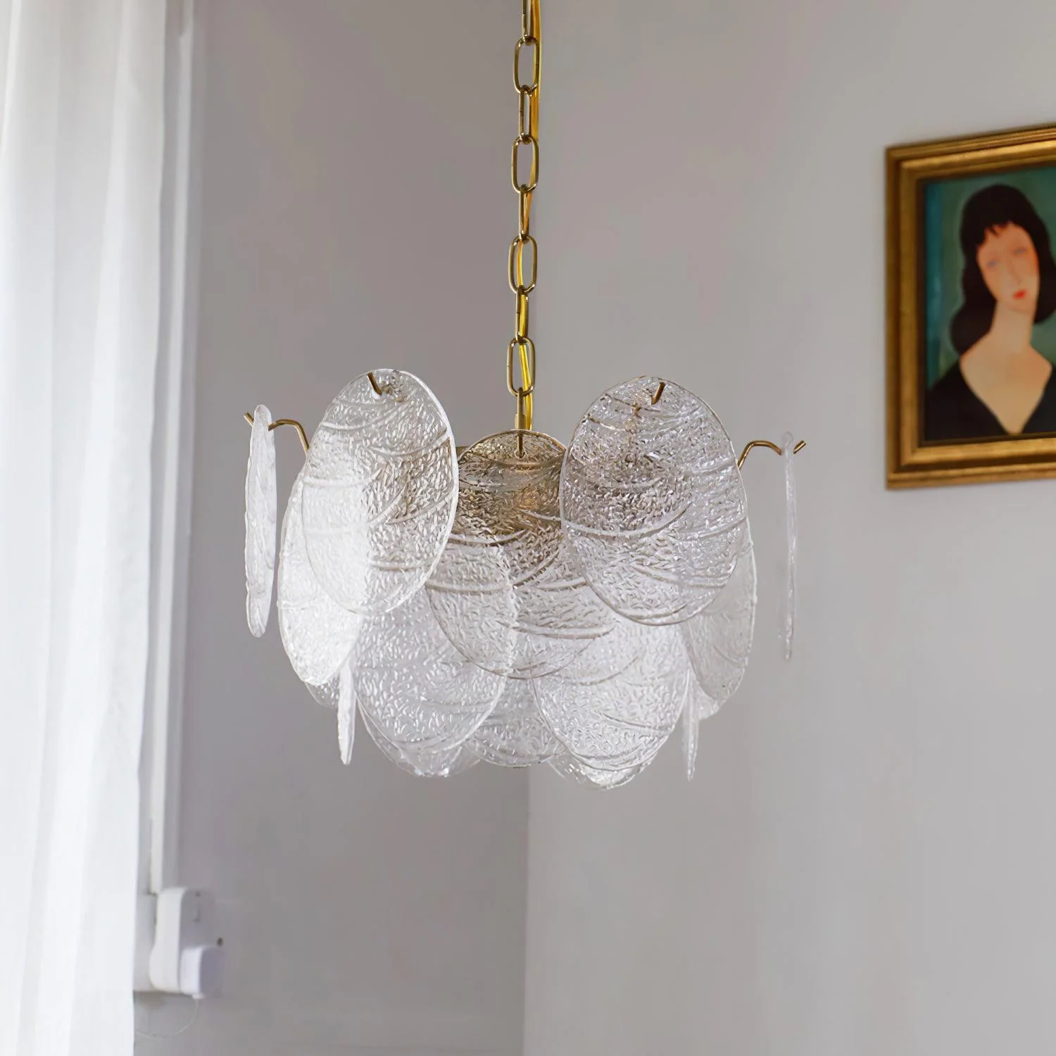 Lustra Chandelier Glass Disc Gold - Image 22