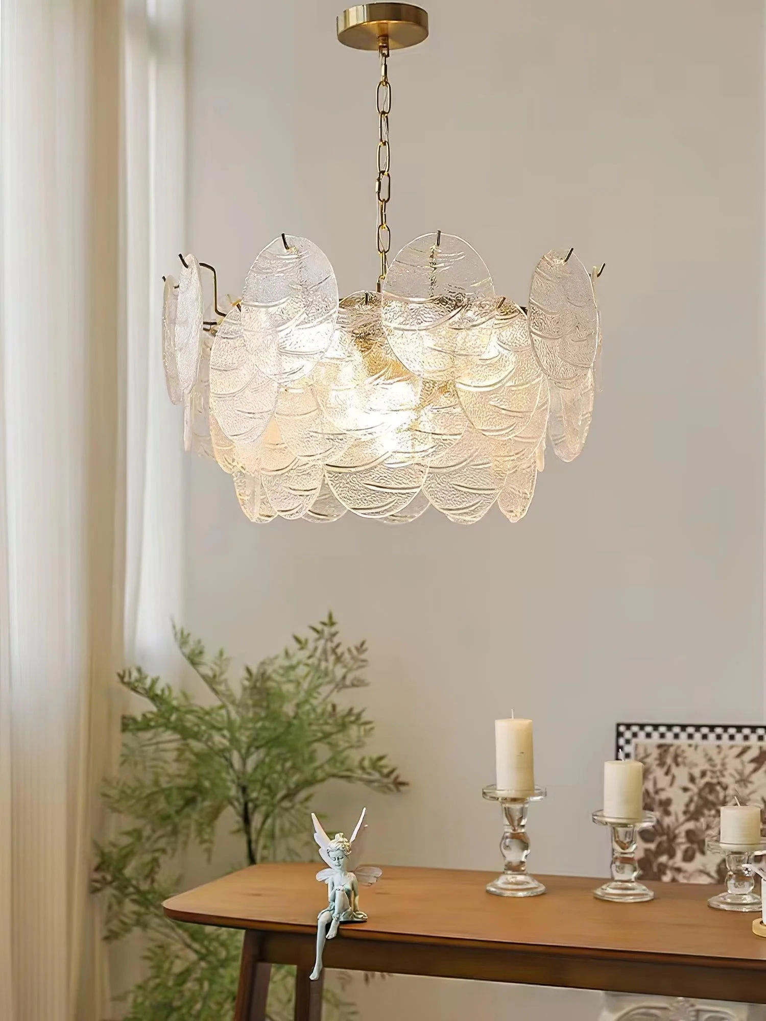 Lustra Chandelier Glass Disc Gold - Image 23