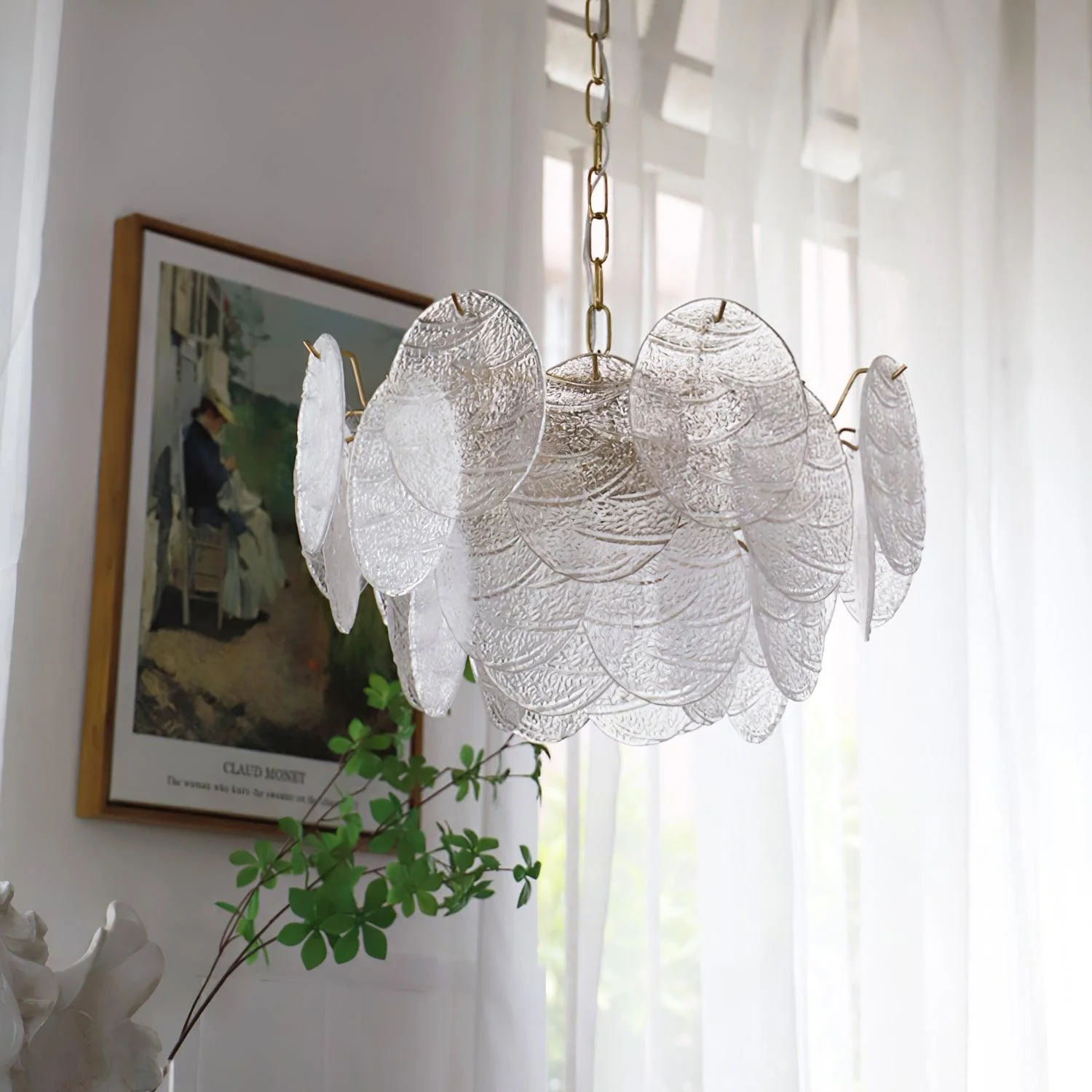 Lustra Chandelier Glass Disc Gold - Image 27