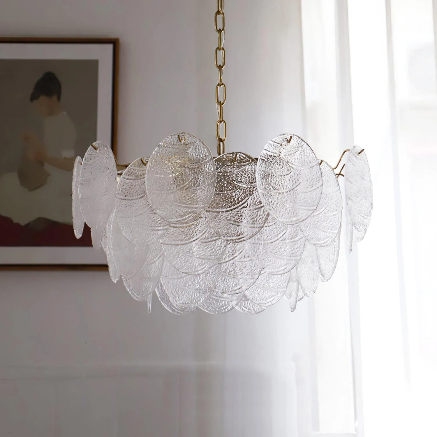 Lustra Chandelier Glass Disc Gold - Image 28