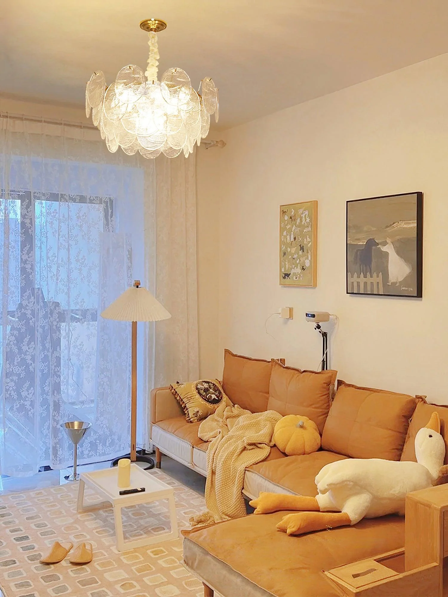 Lustra Chandelier Glass Disc Gold - Image 31